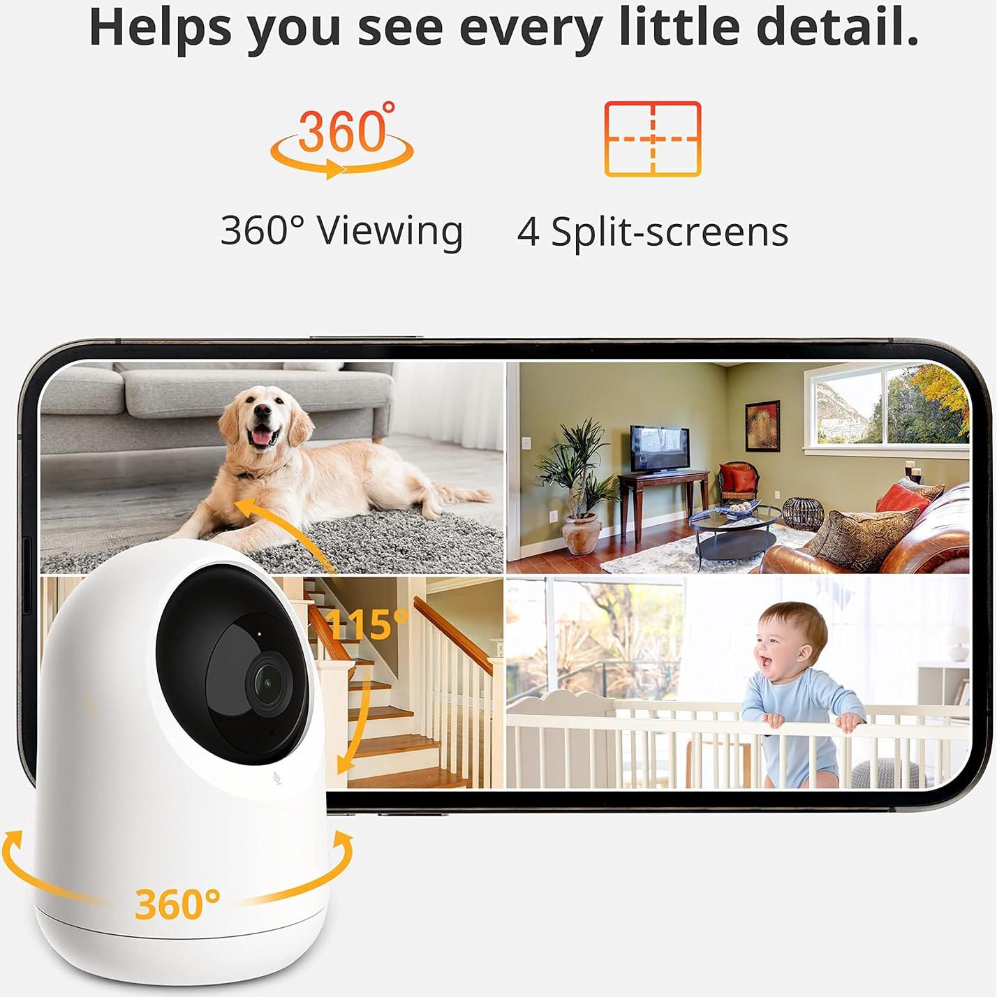 Cámara de Seguridad Interior SwitchBot 2K 3MP Wi-Fi 360°