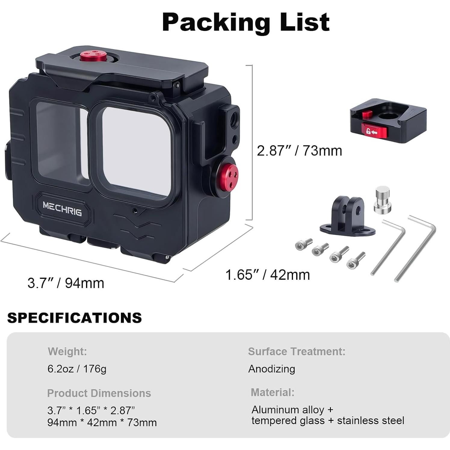 Funda Impermeable Aluminio Mechrig para GoPro HERO hasta 80M