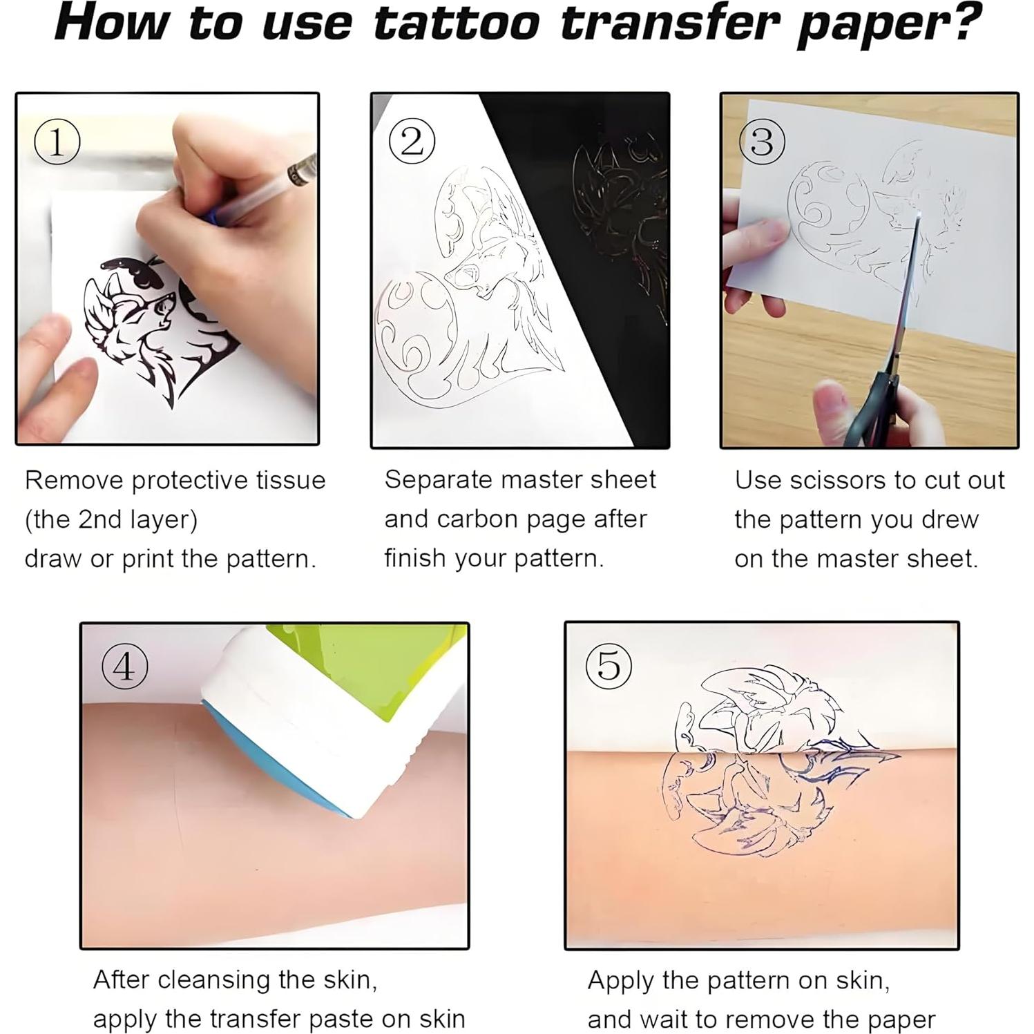 Papel de Transferencia de Tatuaje Rayyl - 50 Hojas A4 4 Capas