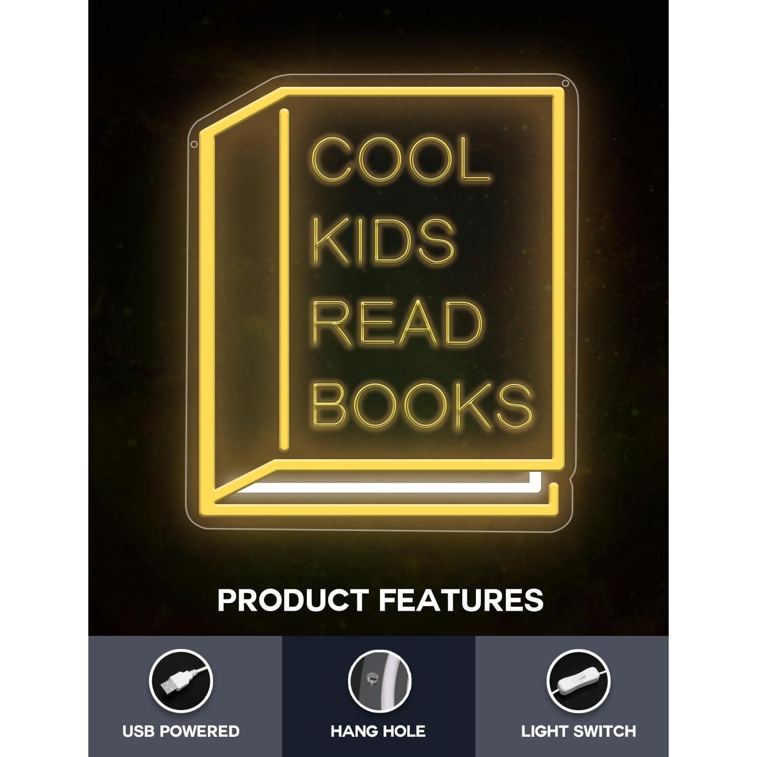 Letrero Neón Cool Kids Read Books - Lumoonosity 30x35cm