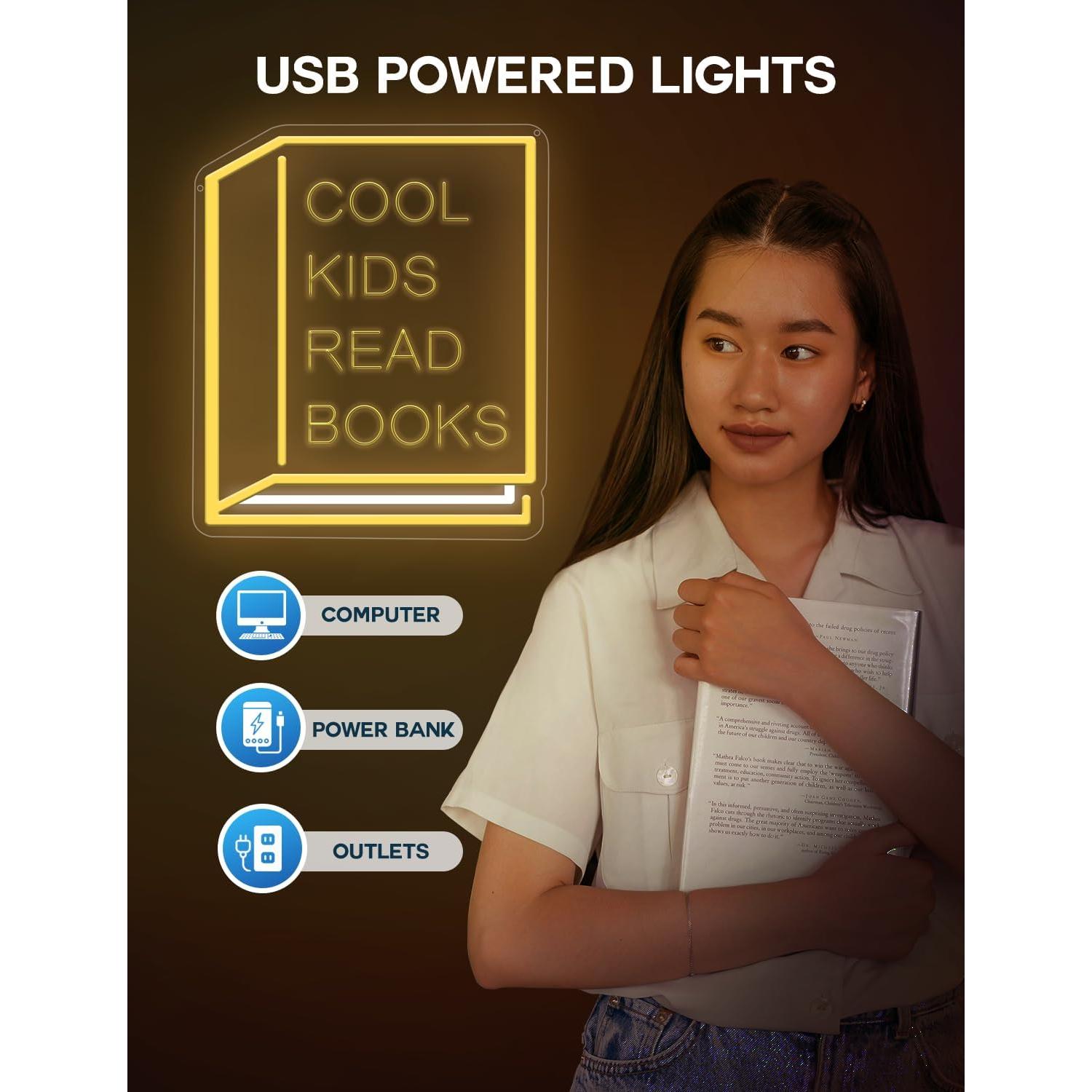 Letrero Neón Cool Kids Read Books - Lumoonosity 30x35cm