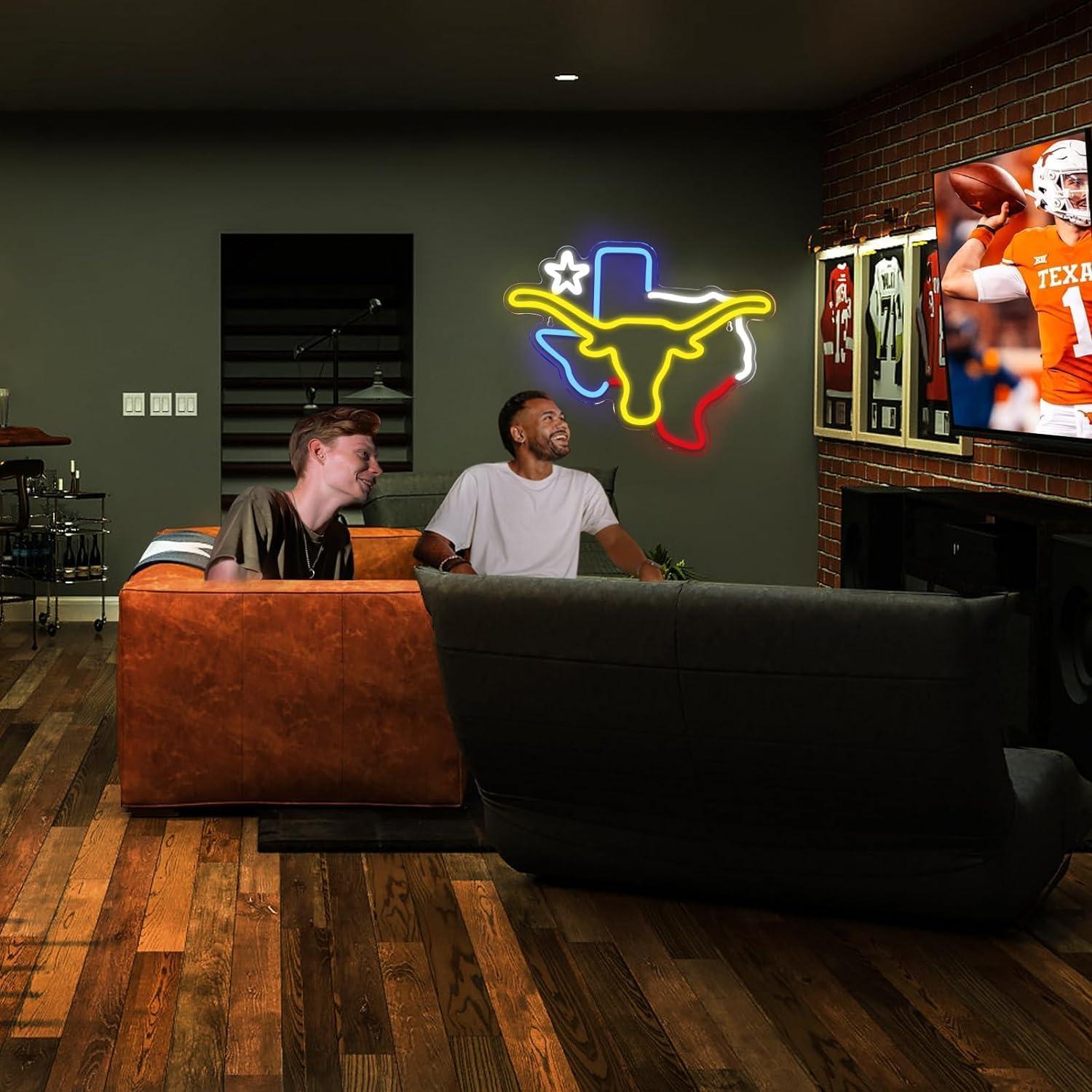 Letrero de Neón TEXAS Longhorn LED 38x30 cm para Decoración