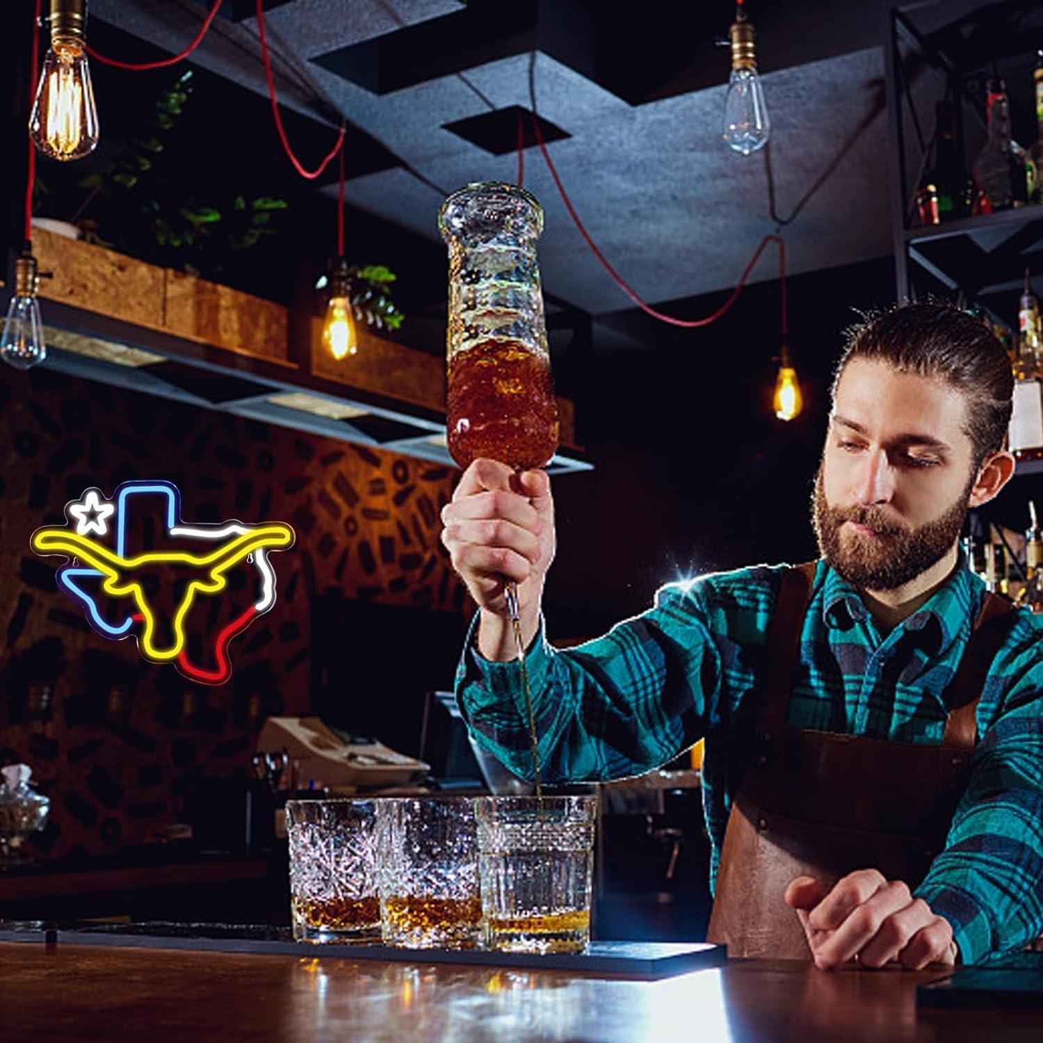 Letrero de Neón TEXAS Longhorn LED 38x30 cm para Decoración