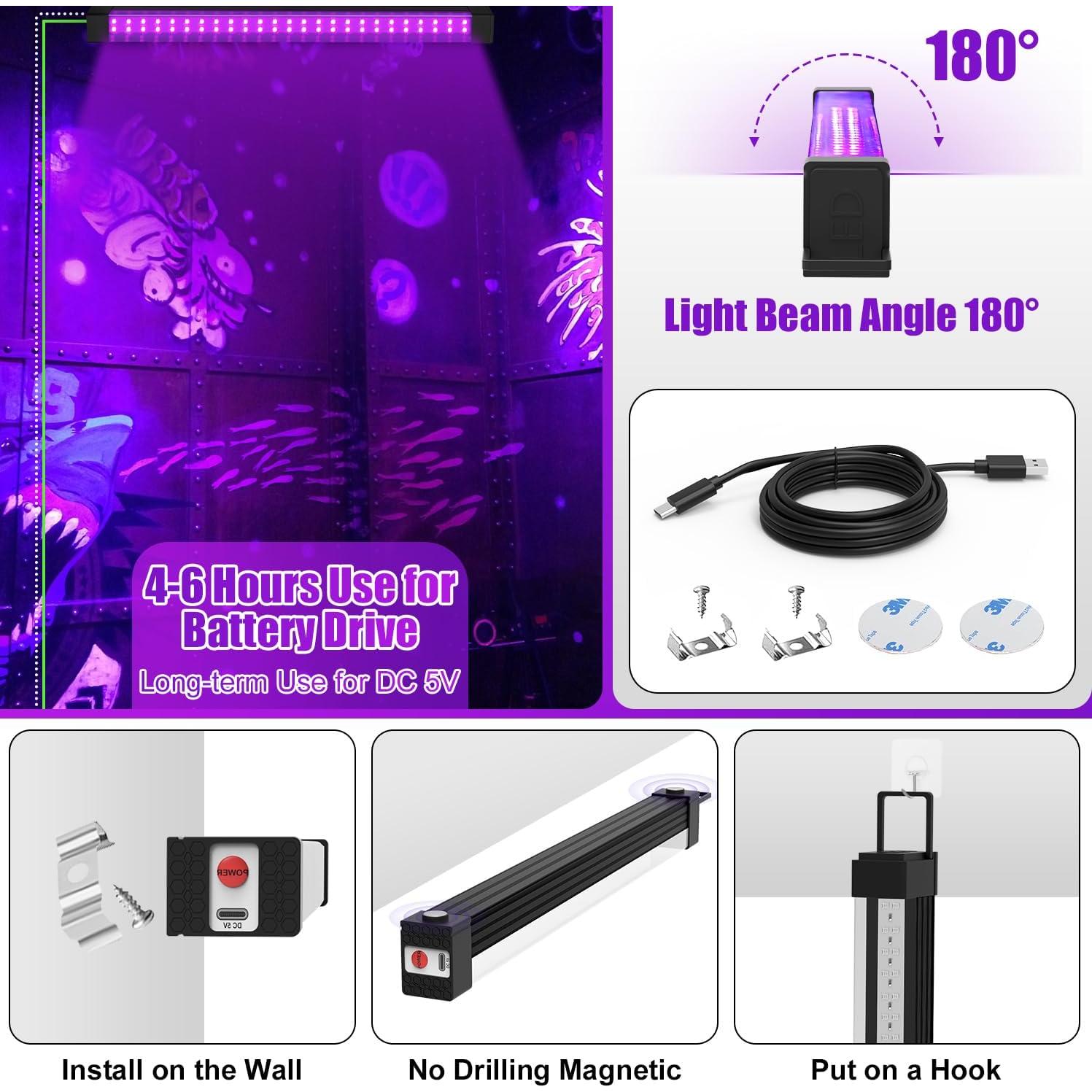 Barra de Luz Negra Recargable Sayitwill 2 Paquetes 10W