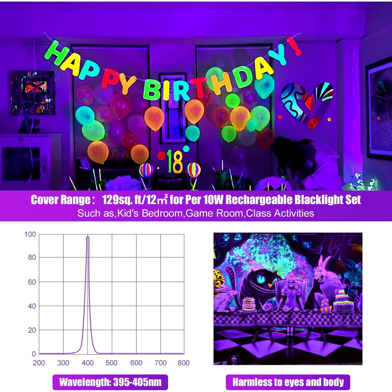 Barra de Luz Negra Recargable Sayitwill 2 Paquetes 10W