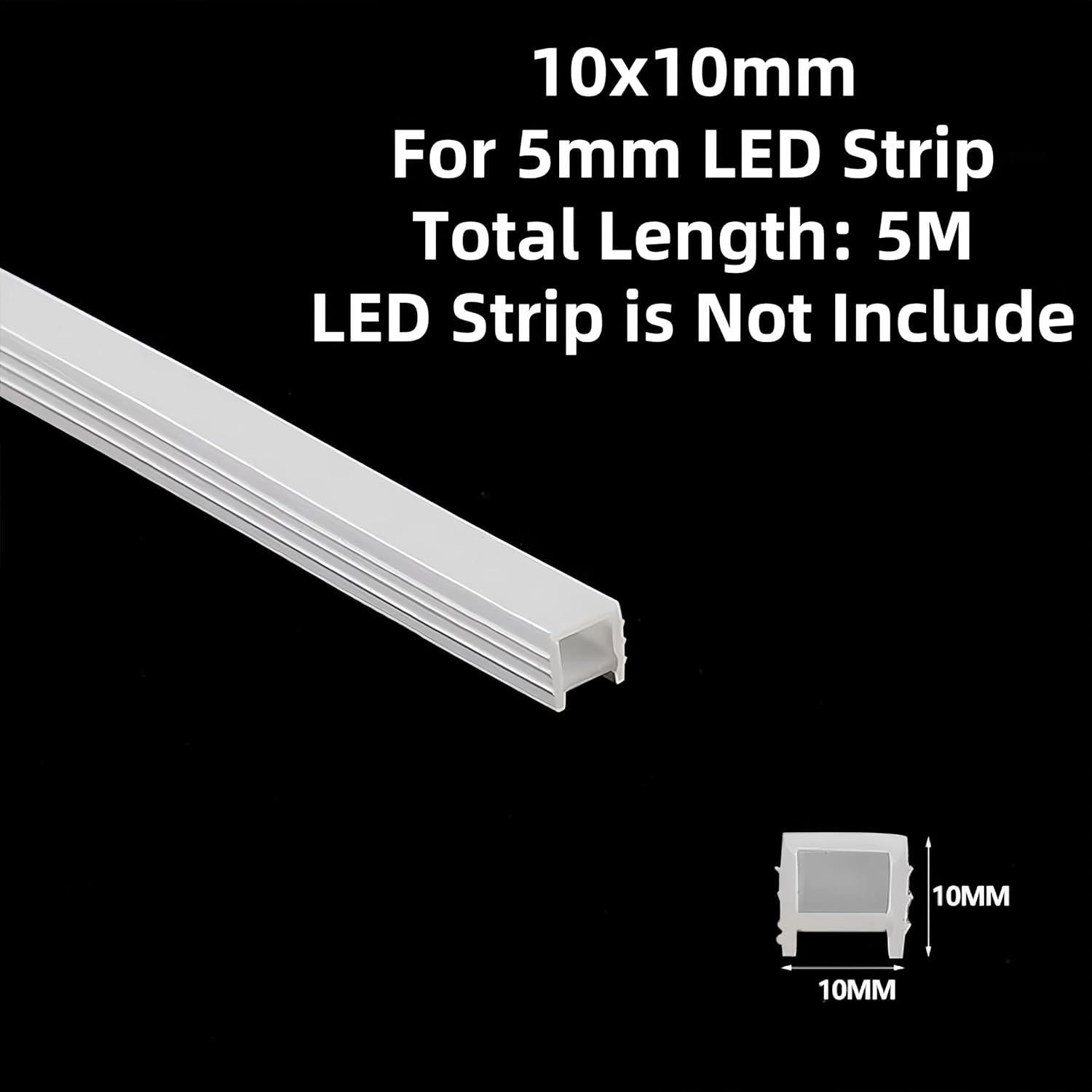 Canal LED de Silicona KSDLMPA 5M IP67 10x10mm para Tiras de 5mm