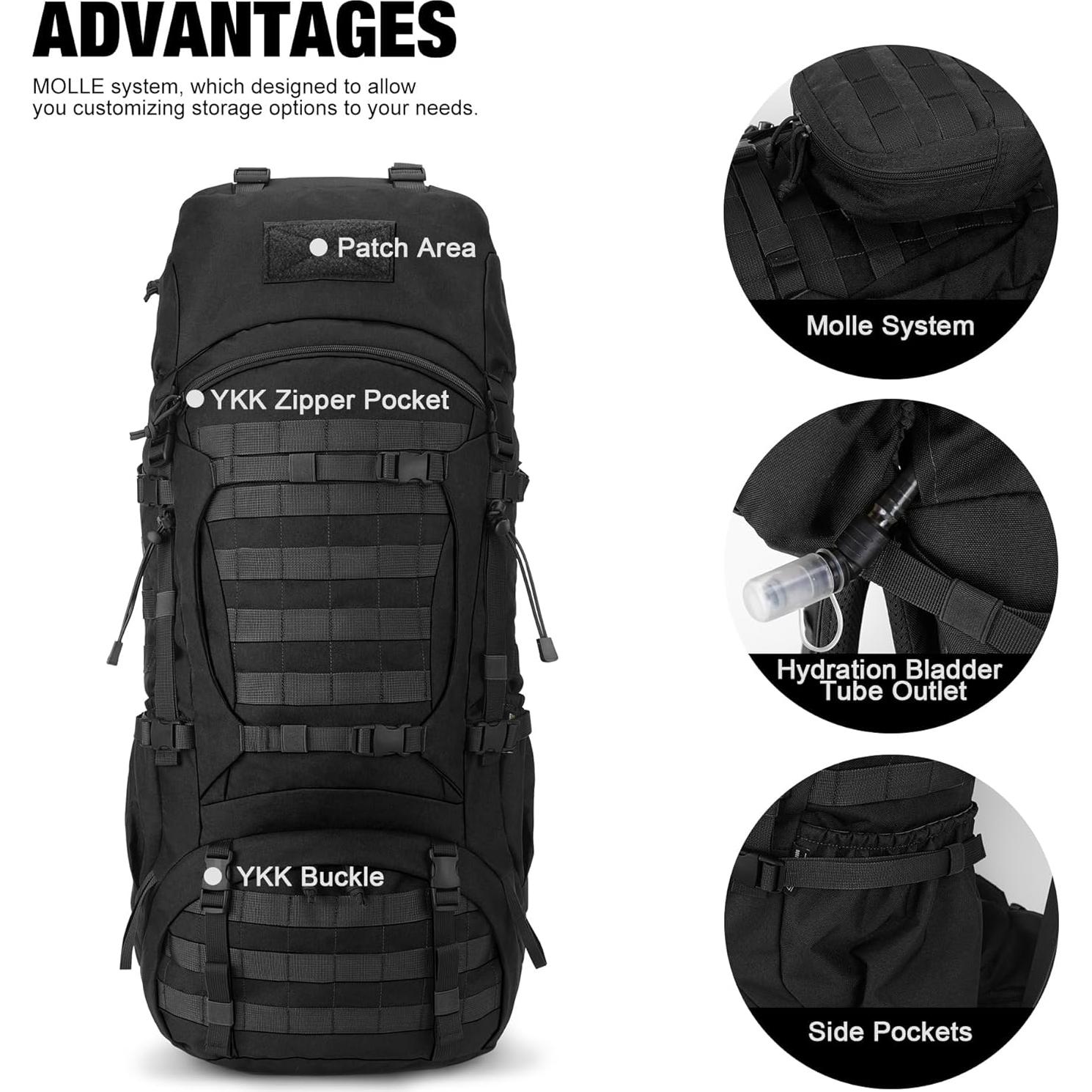 Mochila de Senderismo Mardingtop 70L con Funda para Lluvia