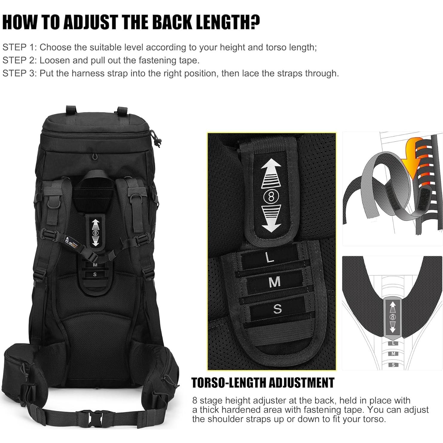 Mochila de Senderismo Mardingtop 70L con Funda para Lluvia