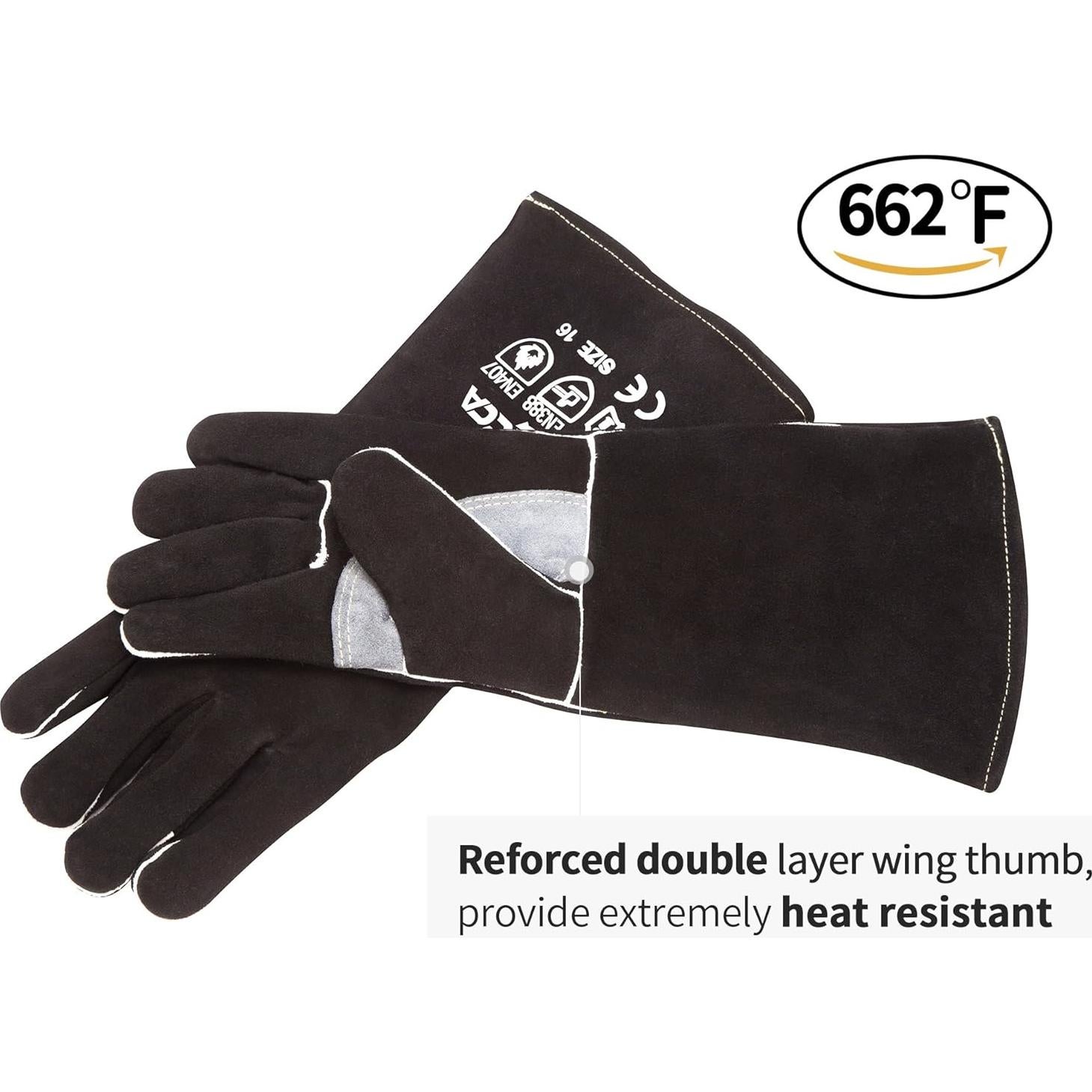 Guantes de Soldadura RAPICCA 14" Resistentes al Calor Negro