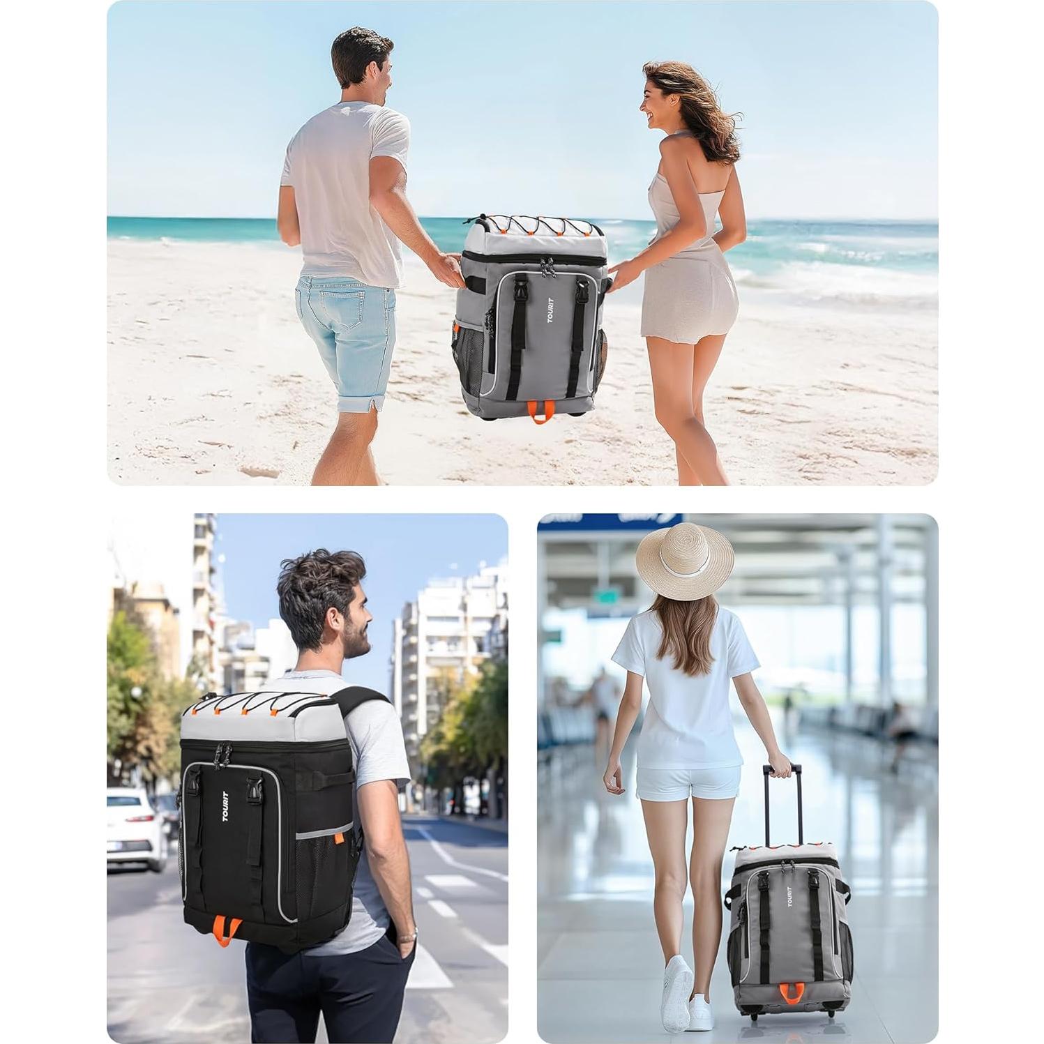 Mochila Enfriadora Rodante TOURIT 30L Doble Nivel Gris