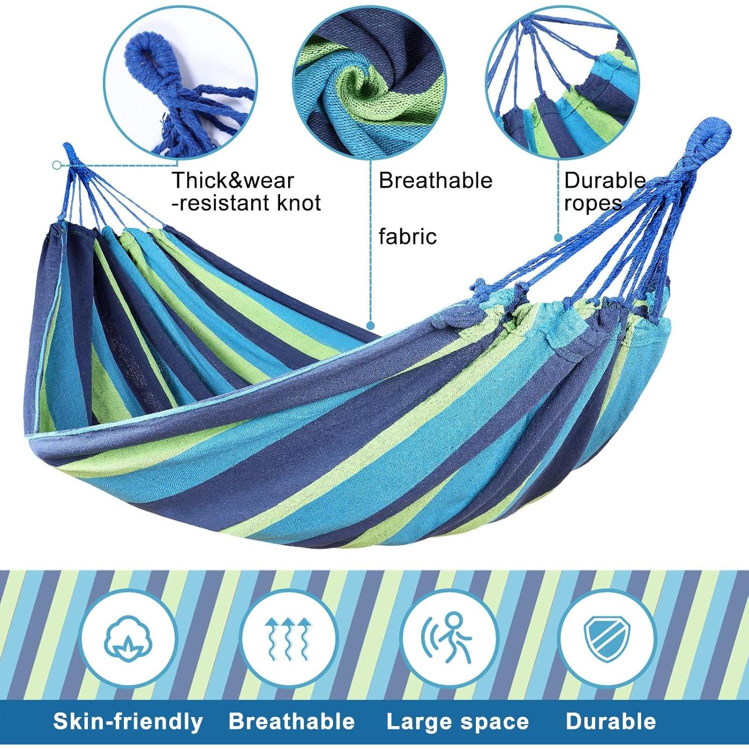 Hamaca Doble Windyun de Algodón 260x150cm 181kg Azul