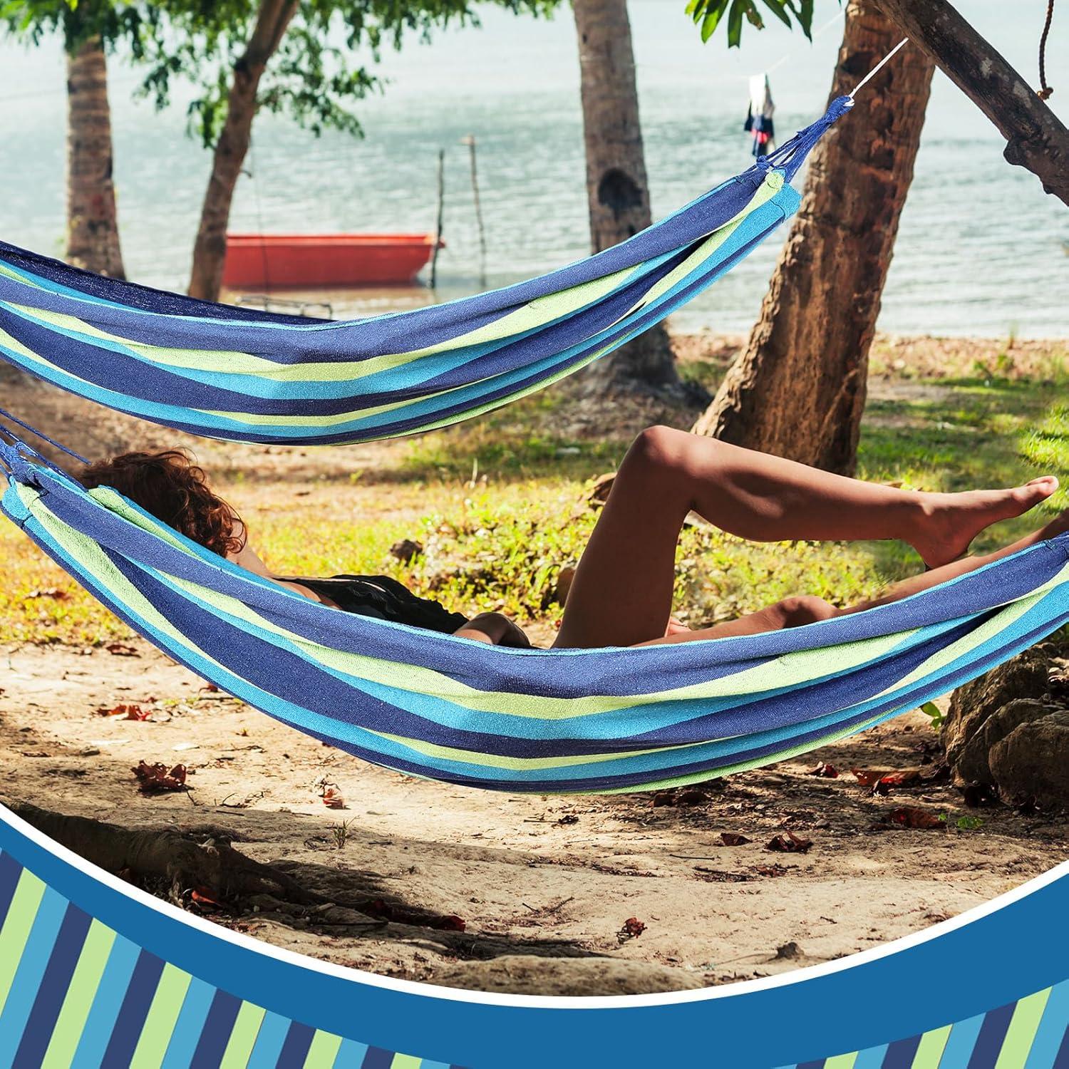 Hamaca Doble Windyun de Algodón 260x150cm 181kg Azul