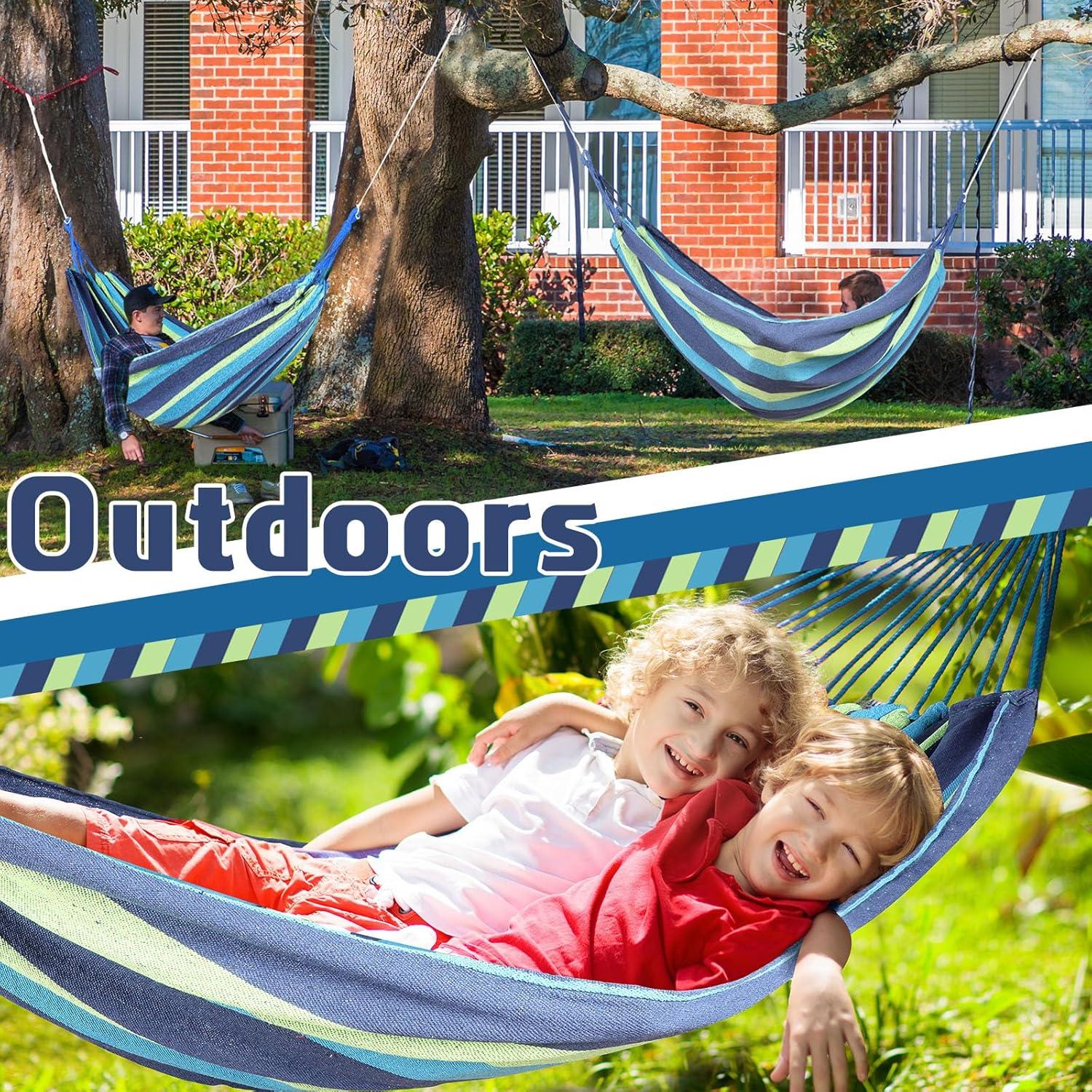 Hamaca Doble Windyun de Algodón 260x150cm 181kg Azul