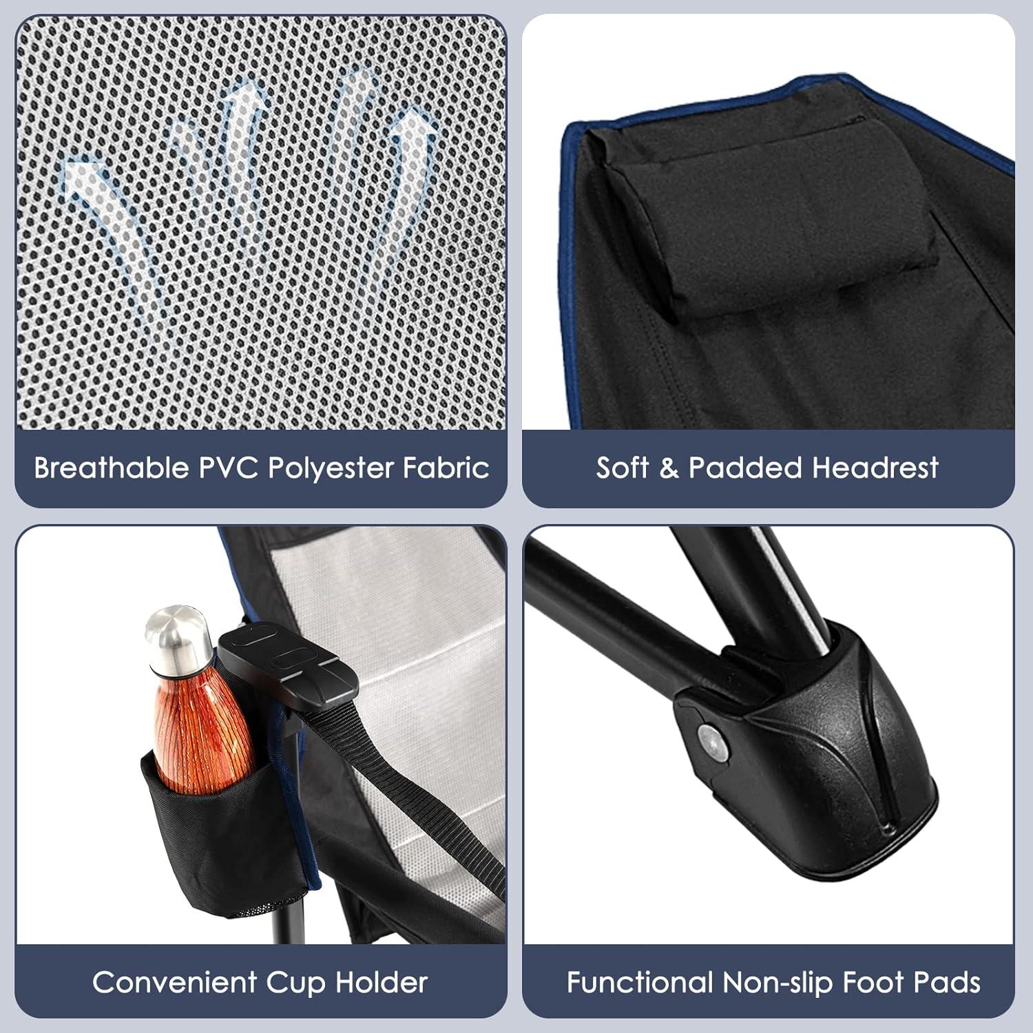 Silla de Camping Tangkula Plegable con Reposapiés Ajustable