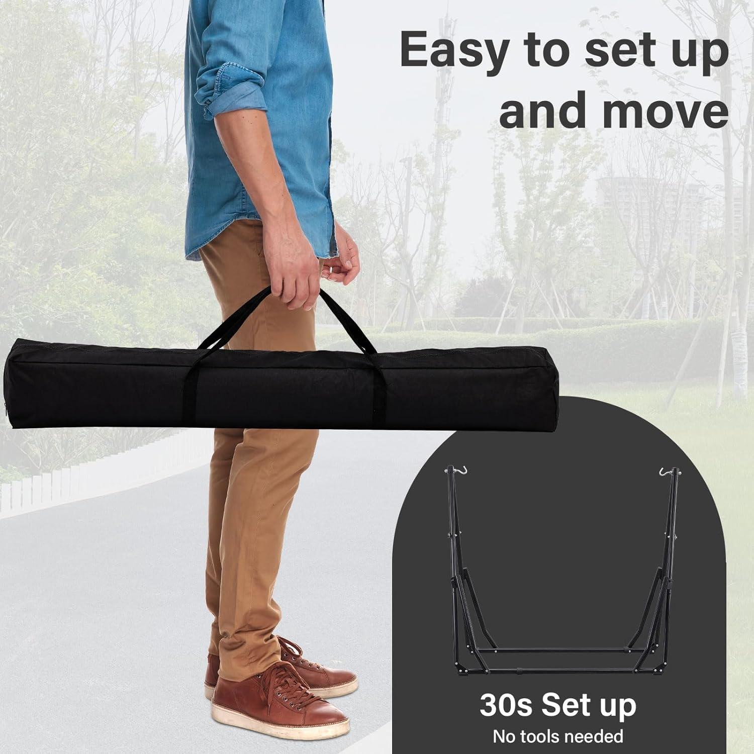 Hamaca 2 en 1 OVA STL KUY con Soporte Ajustable 217 kg Negro