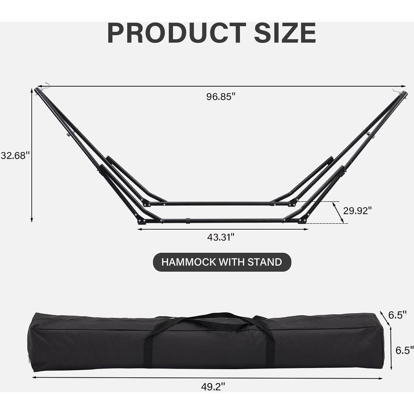 Hamaca 2 en 1 OVA STL KUY con Soporte Ajustable 217 kg Negro