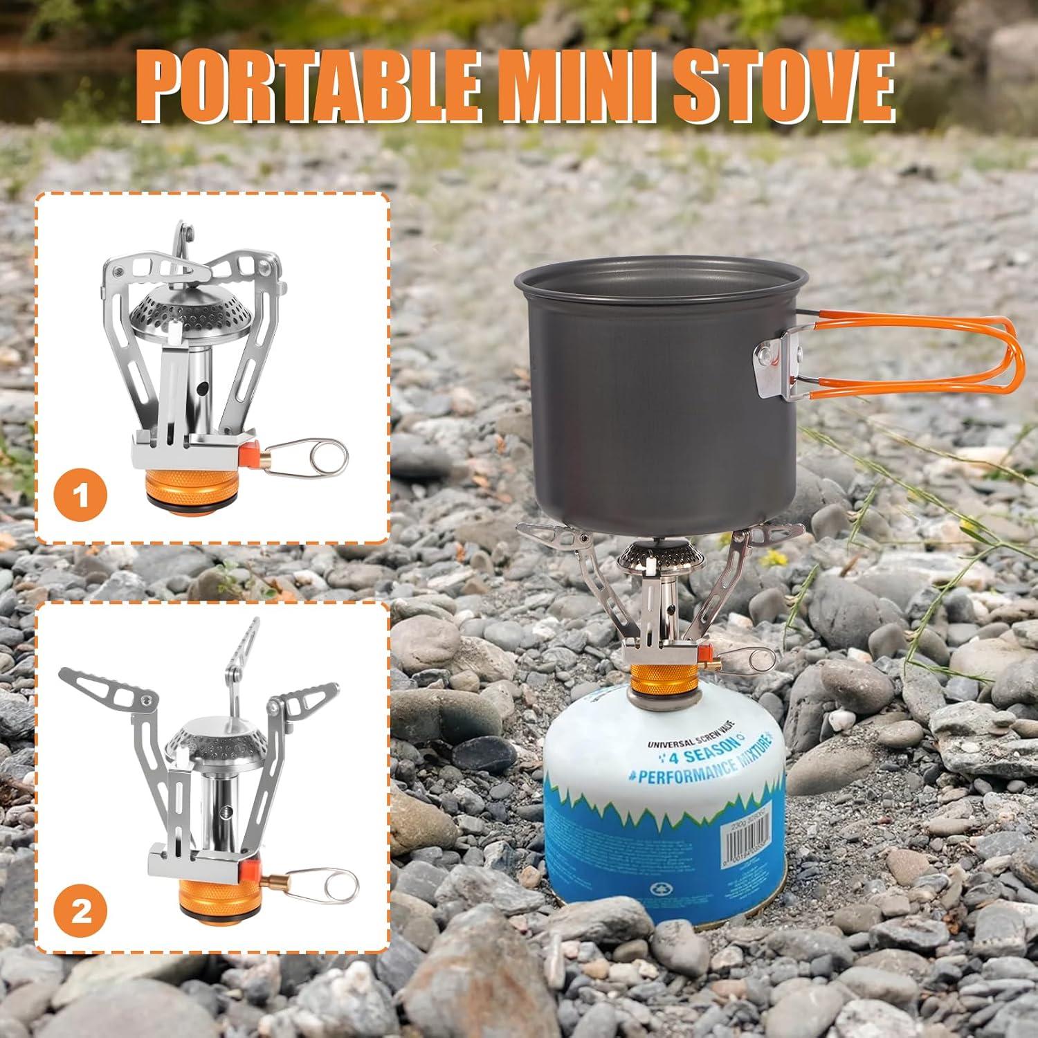 Juego de Utensilios de Camping REDCAMP con Mini Estufa - 10 Piezas