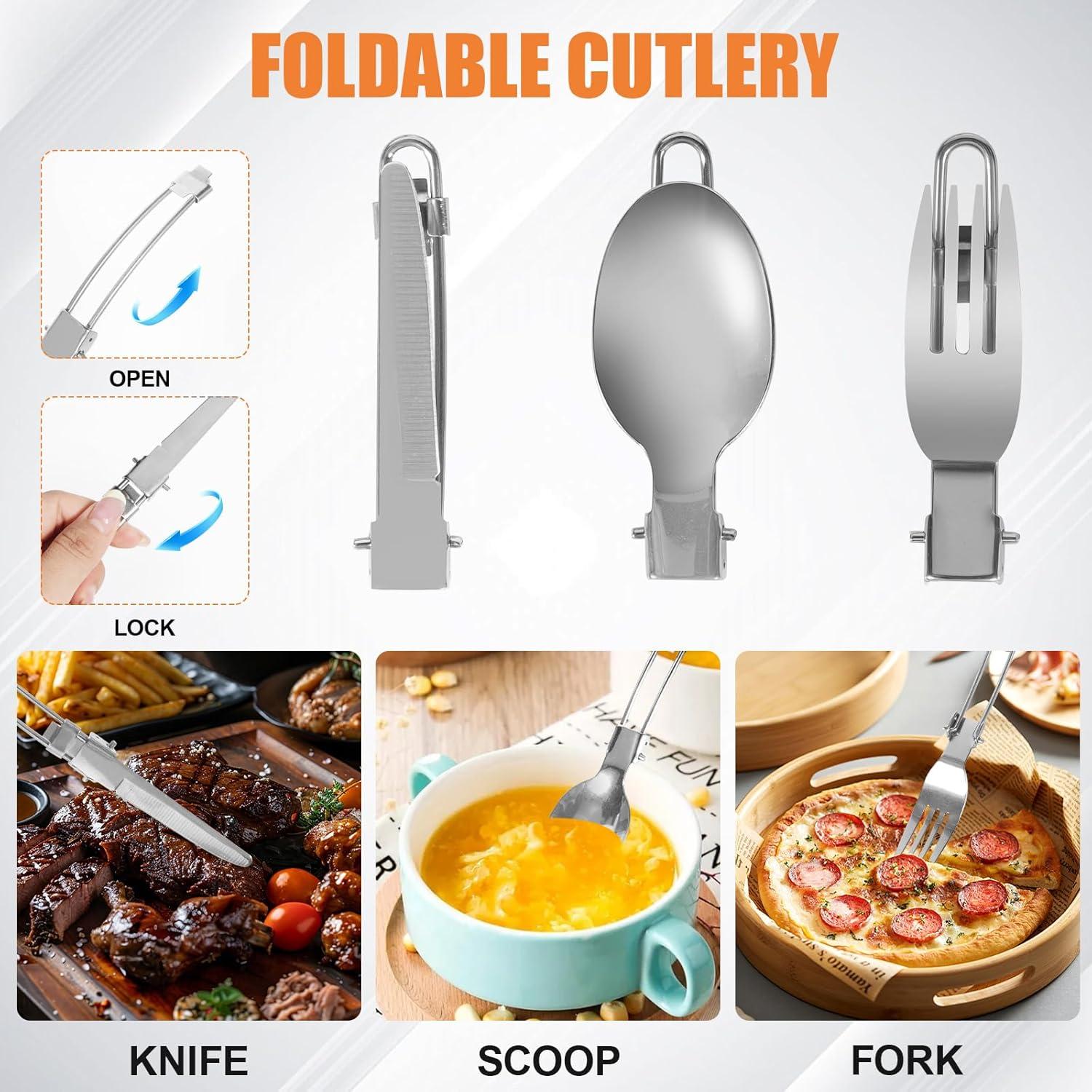 Juego de Utensilios de Camping REDCAMP con Mini Estufa - 10 Piezas