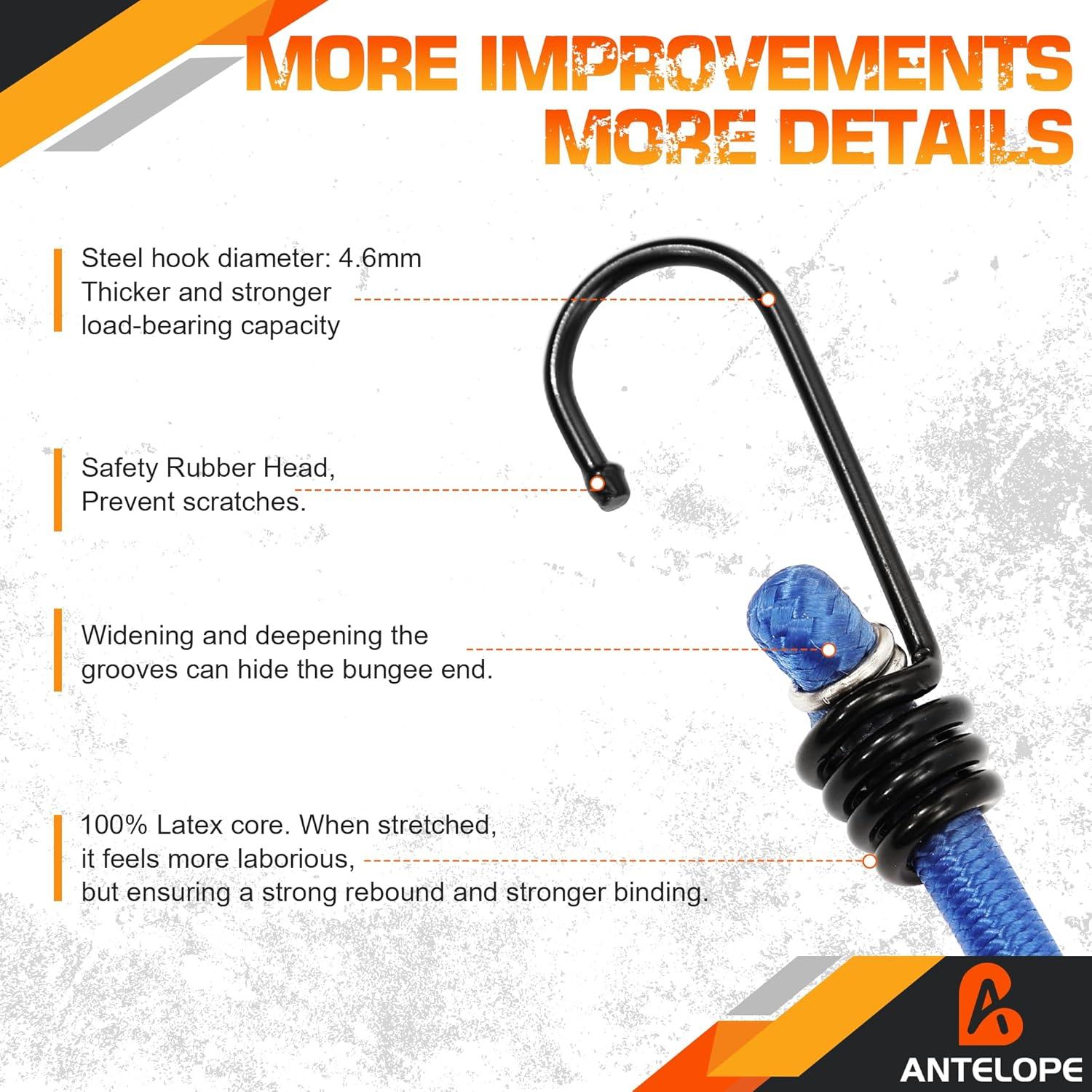 Cuerdas Bungee 91 cm A ANTELOPE, Paquete de 8 Alta Resistencia