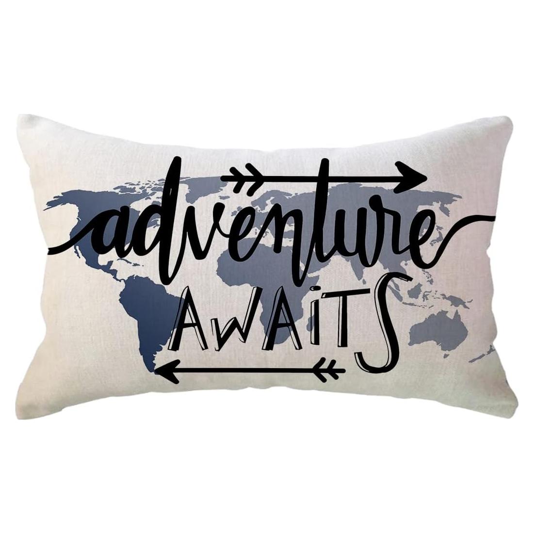 Cubierta de Cojín Lumbar ULOVE 30x50 cm Mapa Mundial Azul