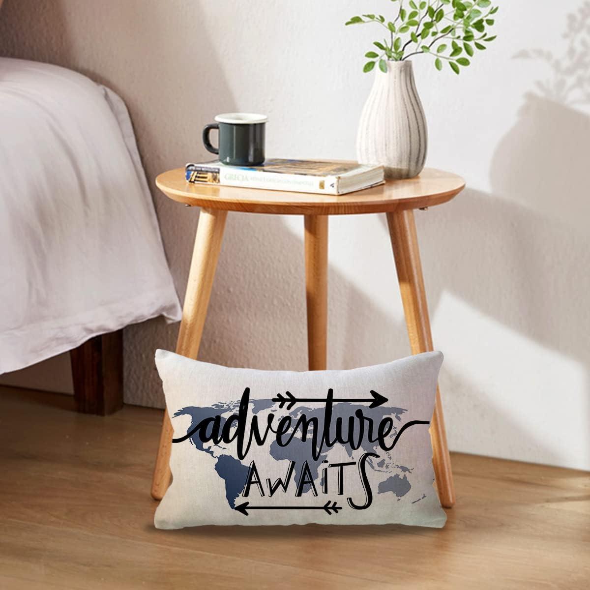 Cubierta de Cojín Lumbar ULOVE 30x50 cm Mapa Mundial Azul