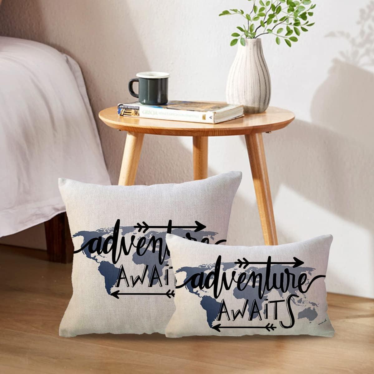 Cubierta de Cojín Lumbar ULOVE 30x50 cm Mapa Mundial Azul