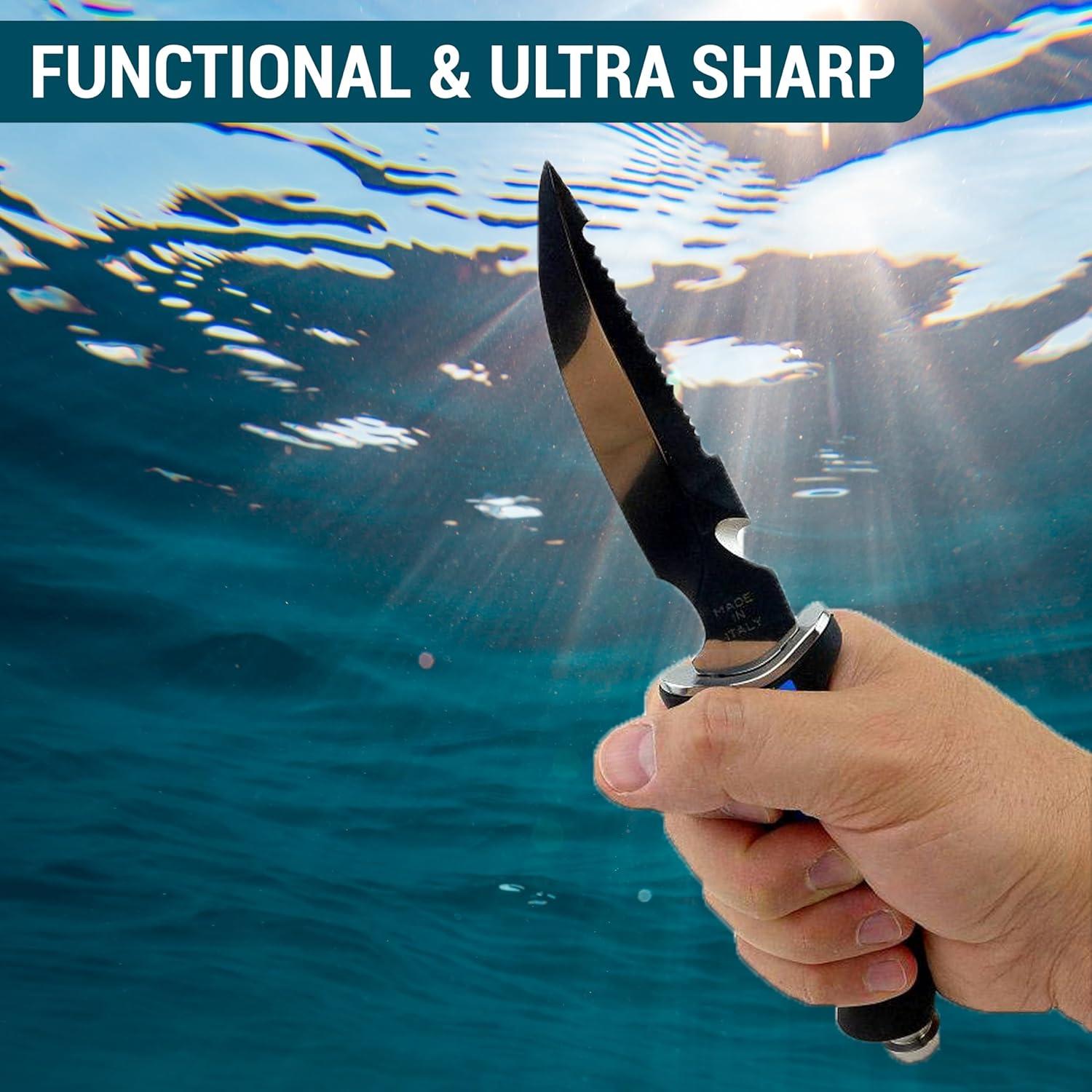 Cuchillo de Buceo AquaDiscovery 25.4 cm Acero Inoxidable Antideslizante