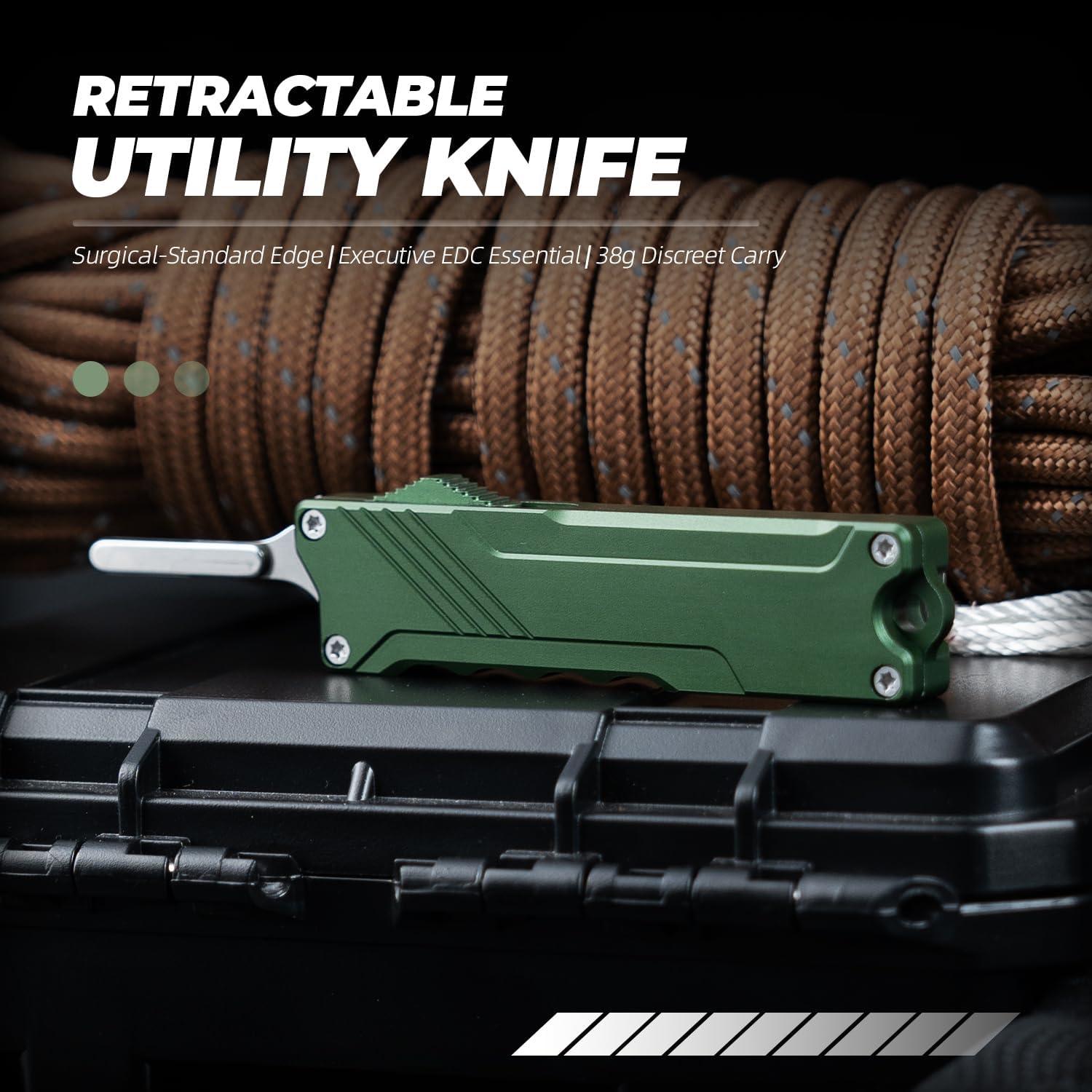 Cuchillo Utility XXOK Verde EDC Plegable con 10 Hojas Reemplazables