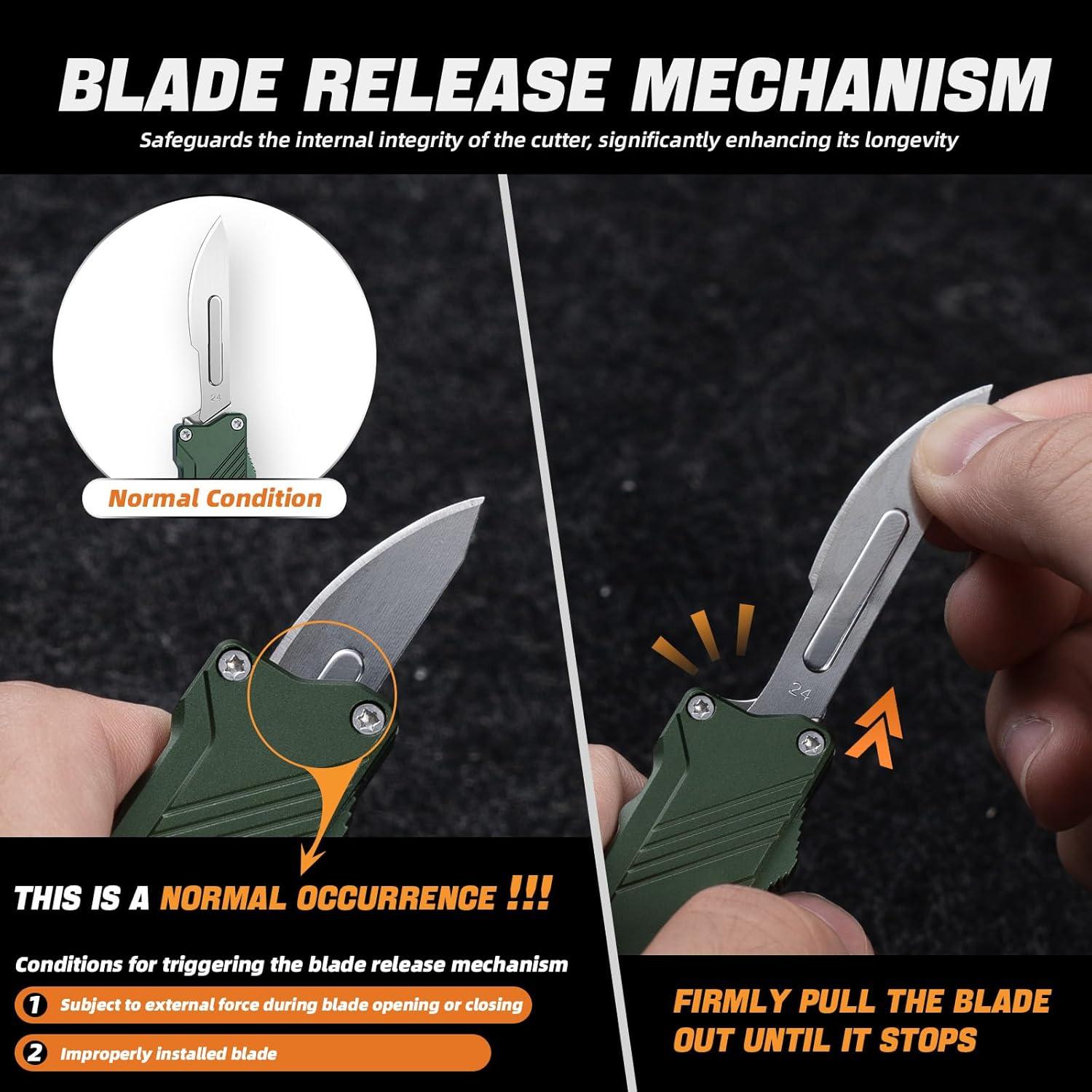 Cuchillo Utility XXOK Verde EDC Plegable con 10 Hojas Reemplazables