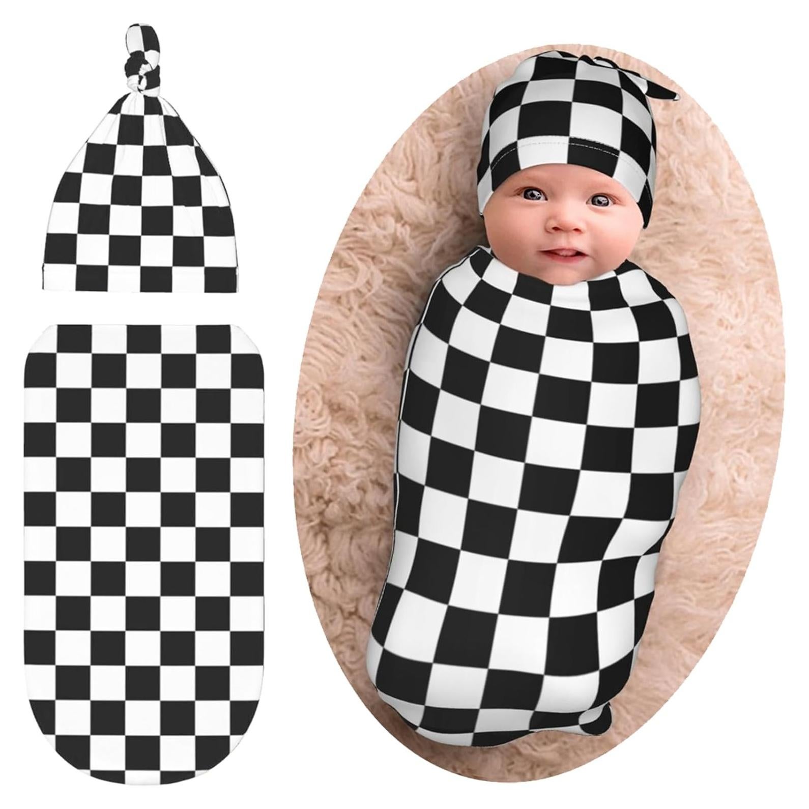 Conjunto Manta y Gorro Bebé Algodón Muitanerkd A Cuadros