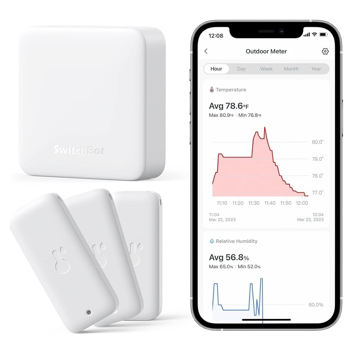 SwitchBot Termómetro Higrómetro WiFi 3 Sensores IP65