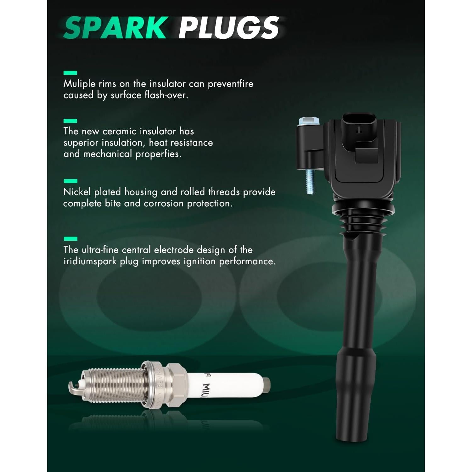 SCITOO 4 Bobinas de Encendido + 4 Bujías de Iridio para MINI COOPER