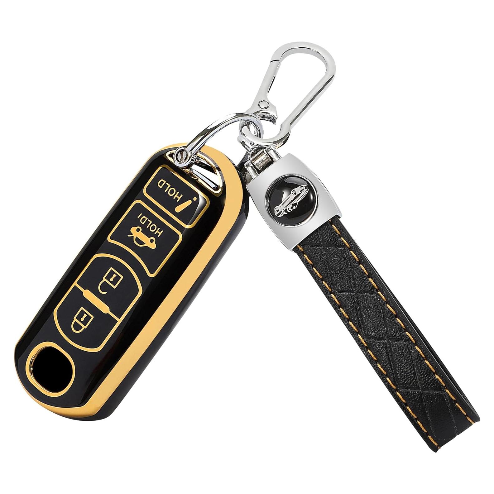 Cubierta de Llave TOMALL para Mazda 3 6 CX-3 4 Botones Negro