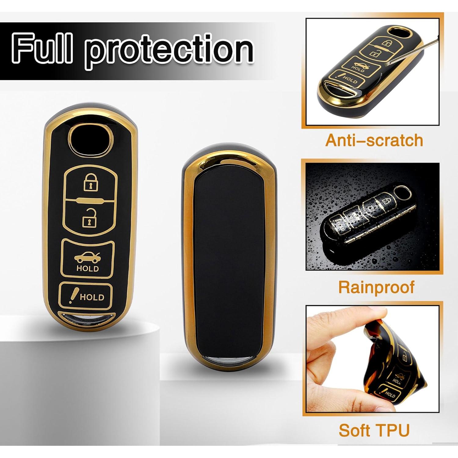 Cubierta de Llave TOMALL para Mazda 3 6 CX-3 4 Botones Negro