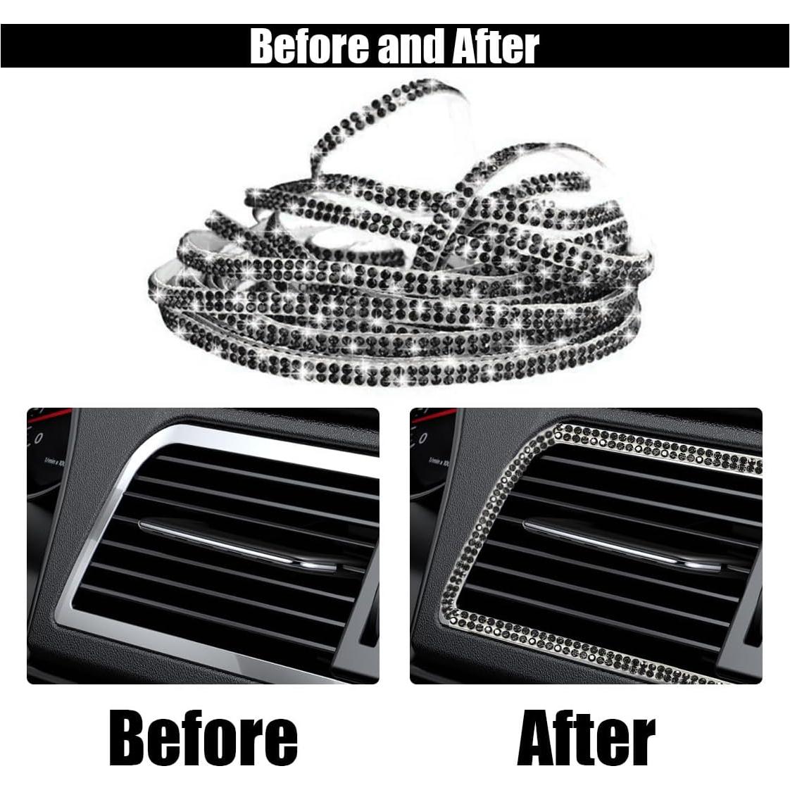 Trim de Coche Autoadhesivo JOYCOURT 5m Rhinestone Negro