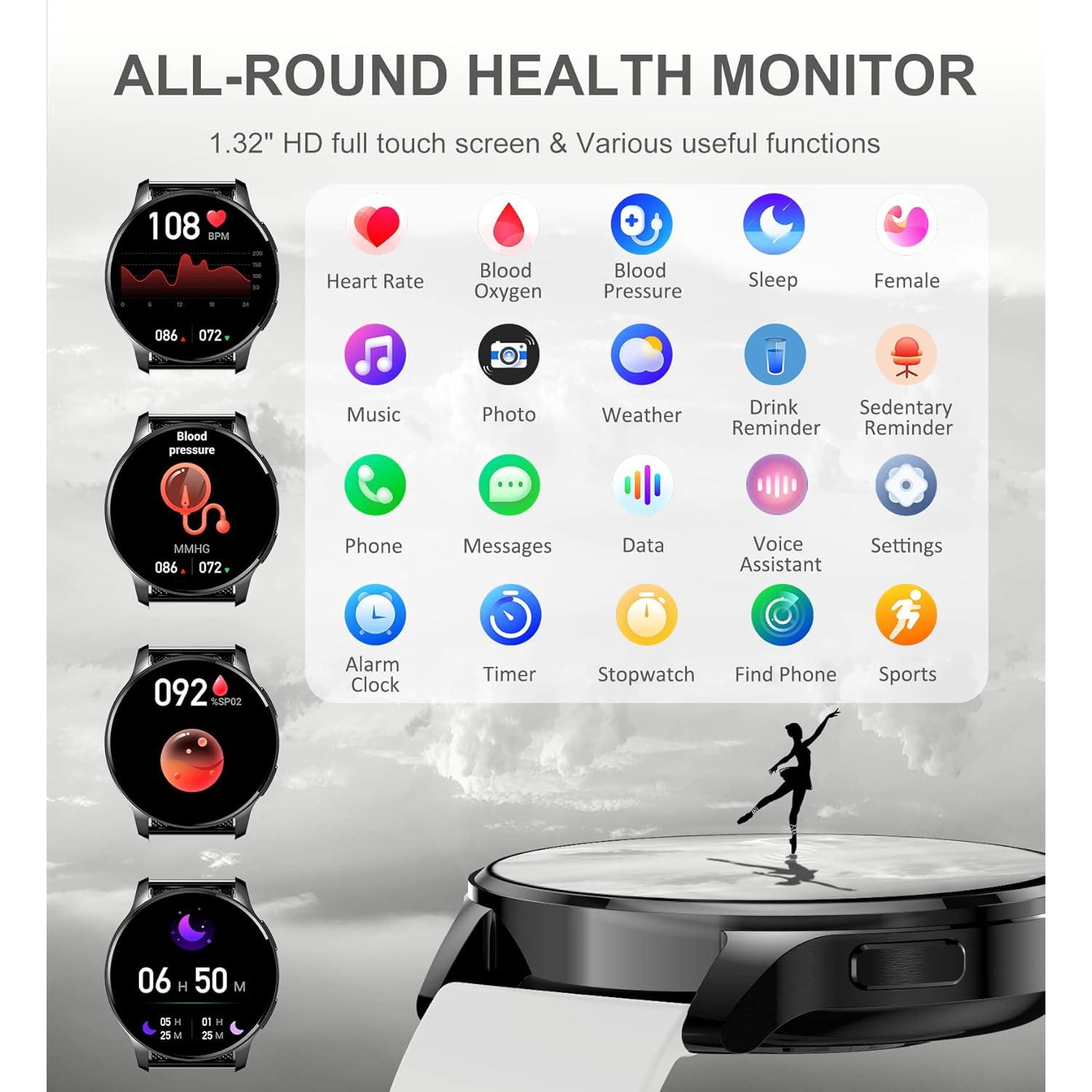Reloj Inteligente Iaret Negro 1.32" Bluetooth Fitness