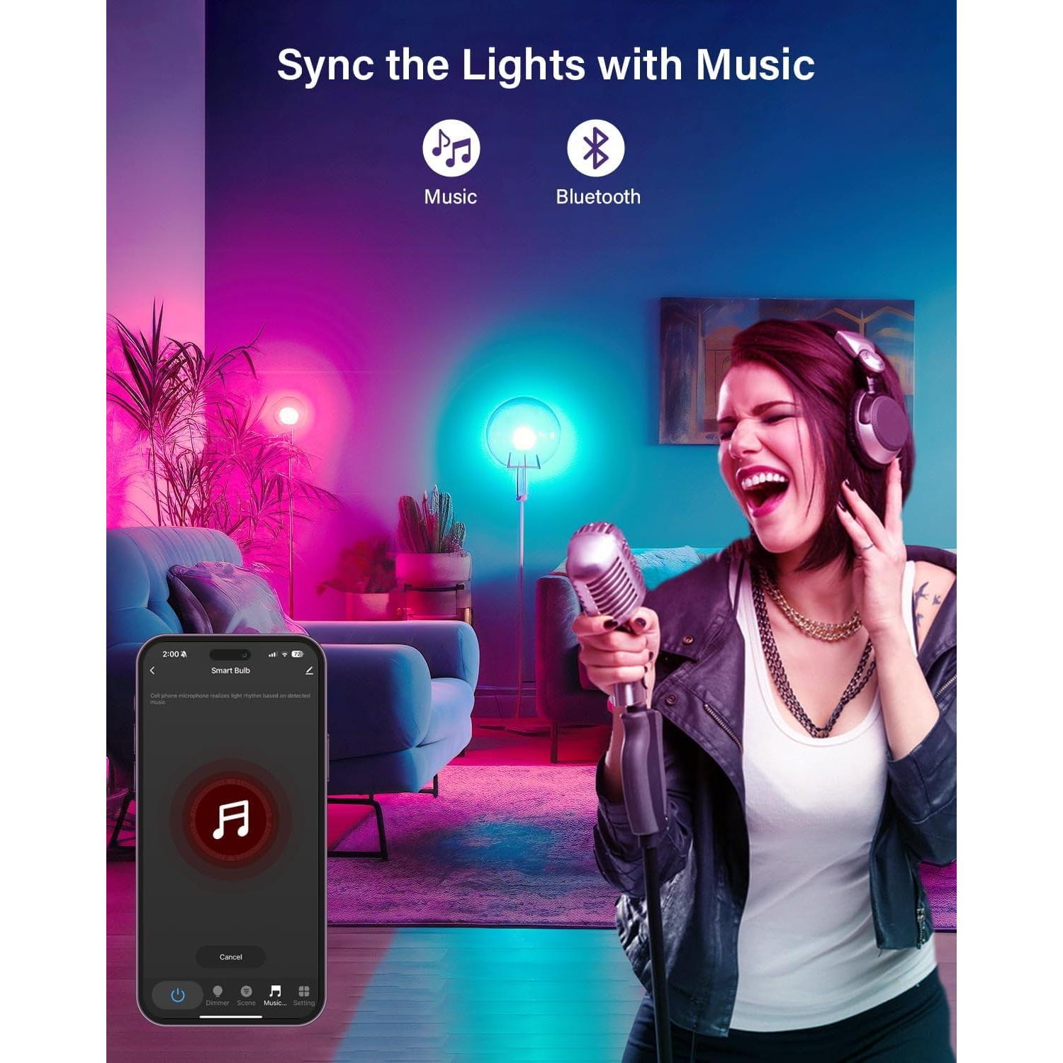 Paquete de 6 Bombillas LED Inteligentes GU10 5W RGB WiFi