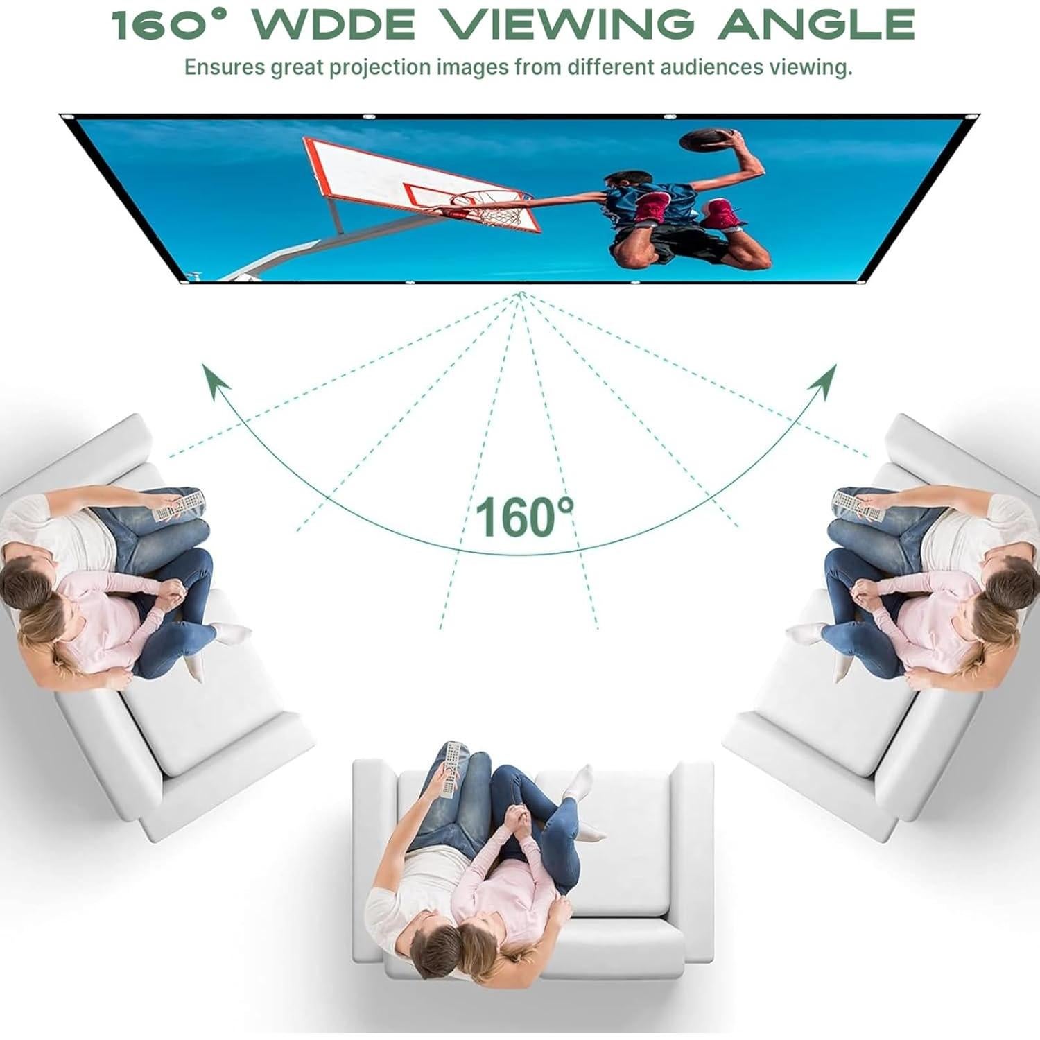 Pantalla de Proyector 80" AAJK 16:9 Plegable Lavable