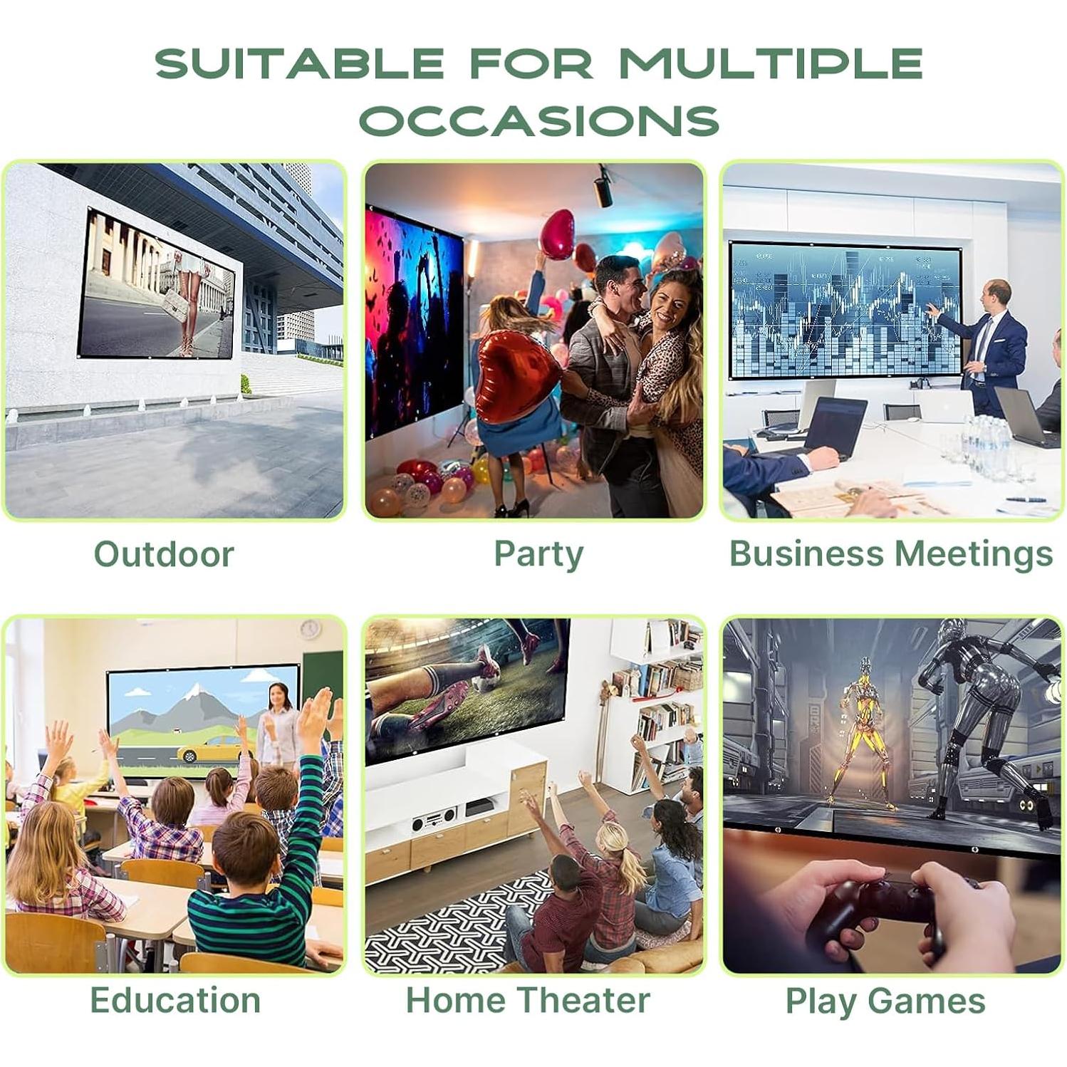 Pantalla de Proyector 80" AAJK 16:9 Plegable Lavable