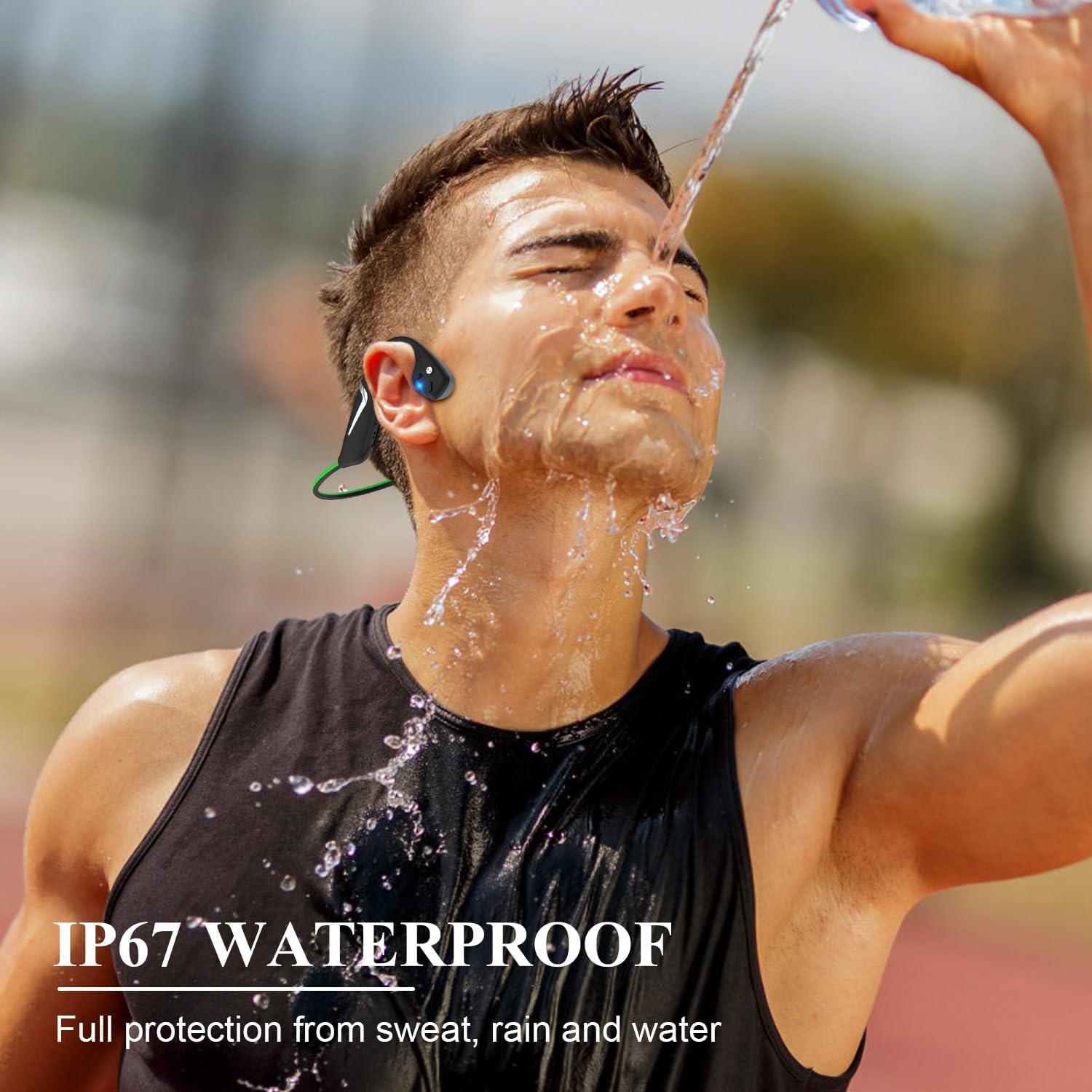 Auriculares de Conducción Ósea Praseno Bluetooth 5.3 IP67 Verde