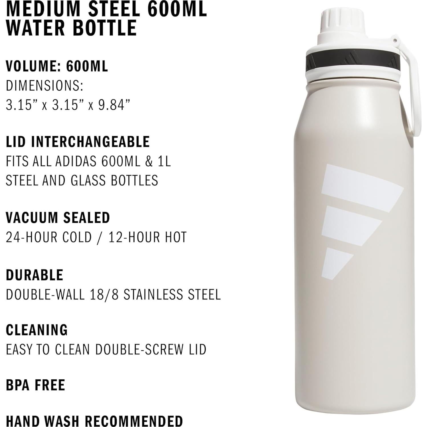 Botella de Agua de Metal Adidas 1L Doble Pared Acero Inoxidable