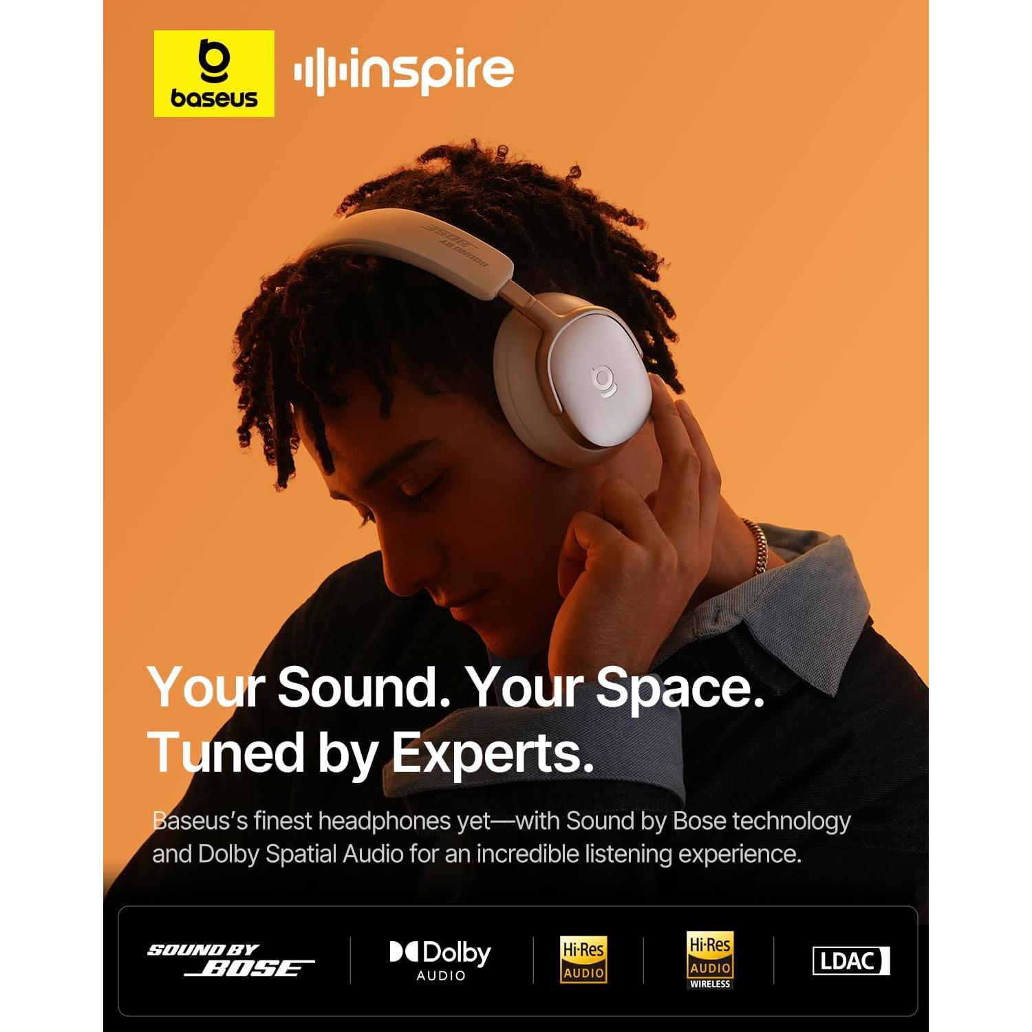 Auriculares Baseus Inspire XH1 ANC, Sonido Bose, 100H Reproducción - Blanco