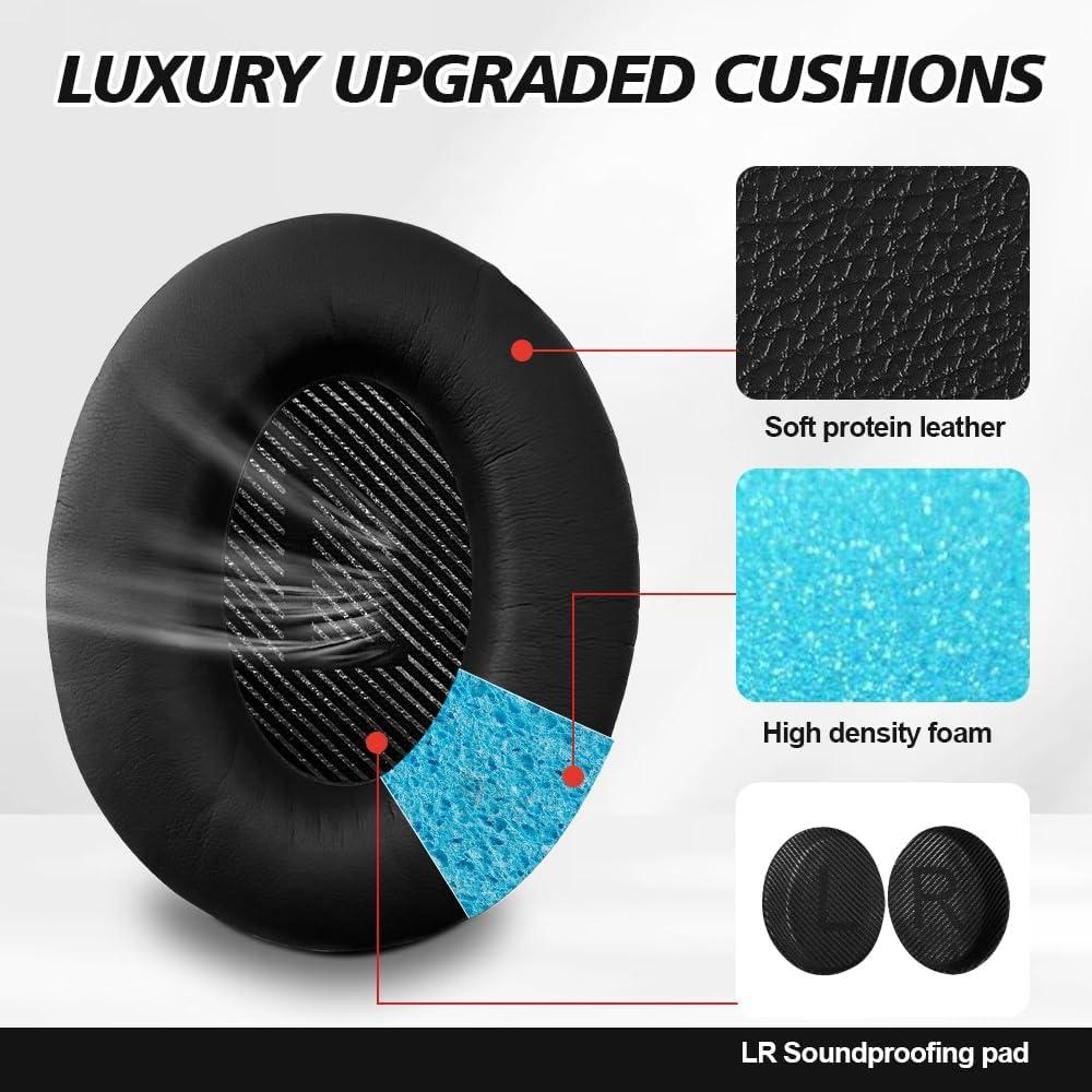Almohadillas de Reemplazo Bose QC35 II - Cuero Suave y Espuma