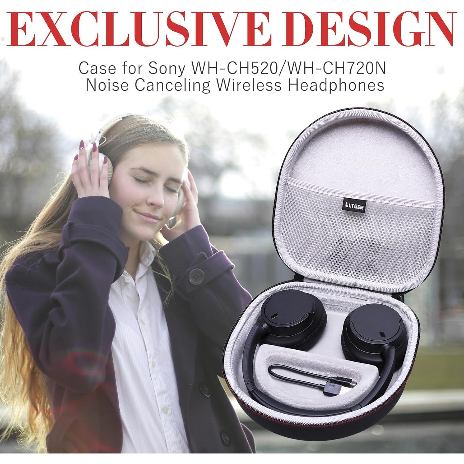 Funda LTGEM para Auriculares Sony WH-CH720N/WH-CH520, Negro/Gris