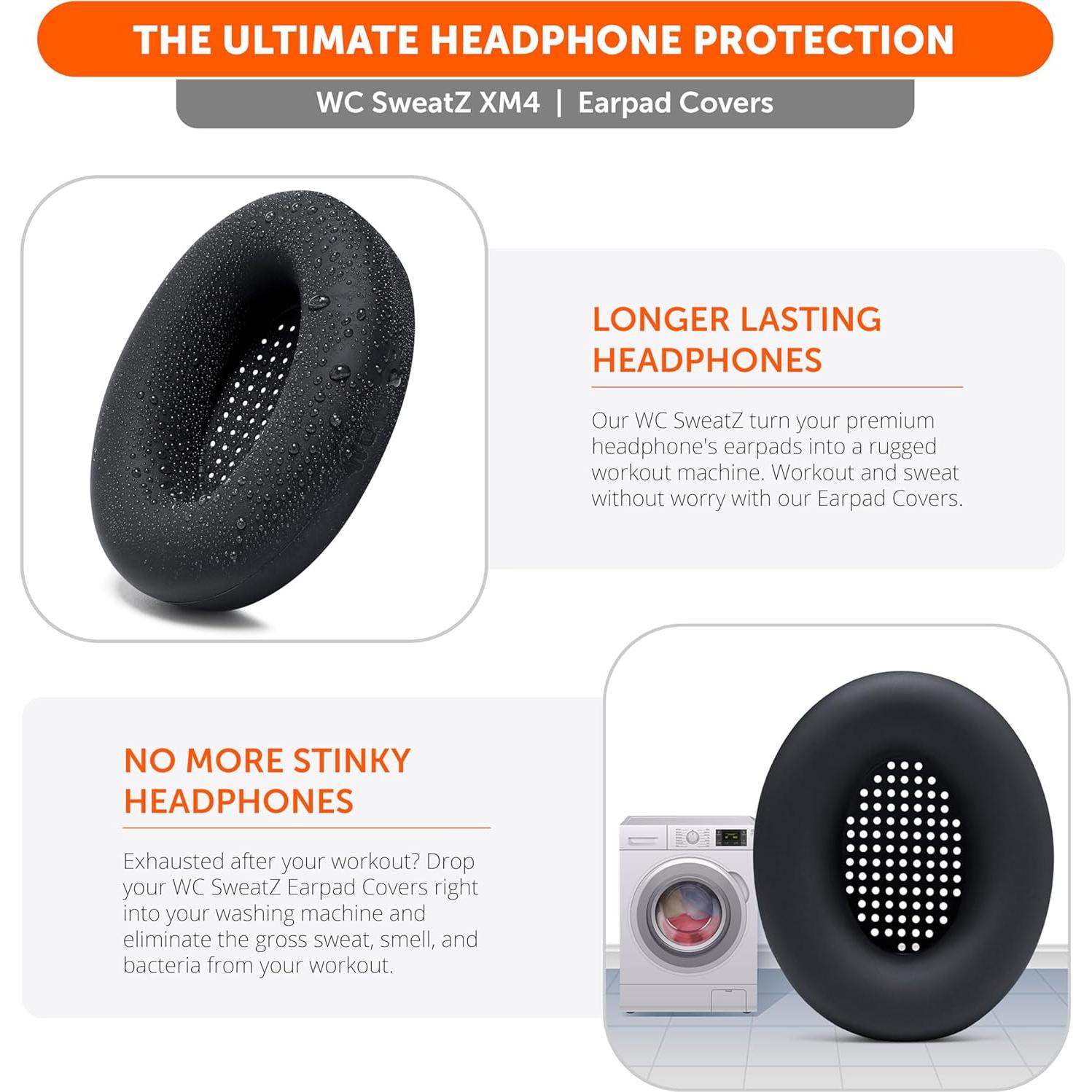 Fundas Protectores de Sudor WC SweatZ para Sony WH1000XM4 - Negro