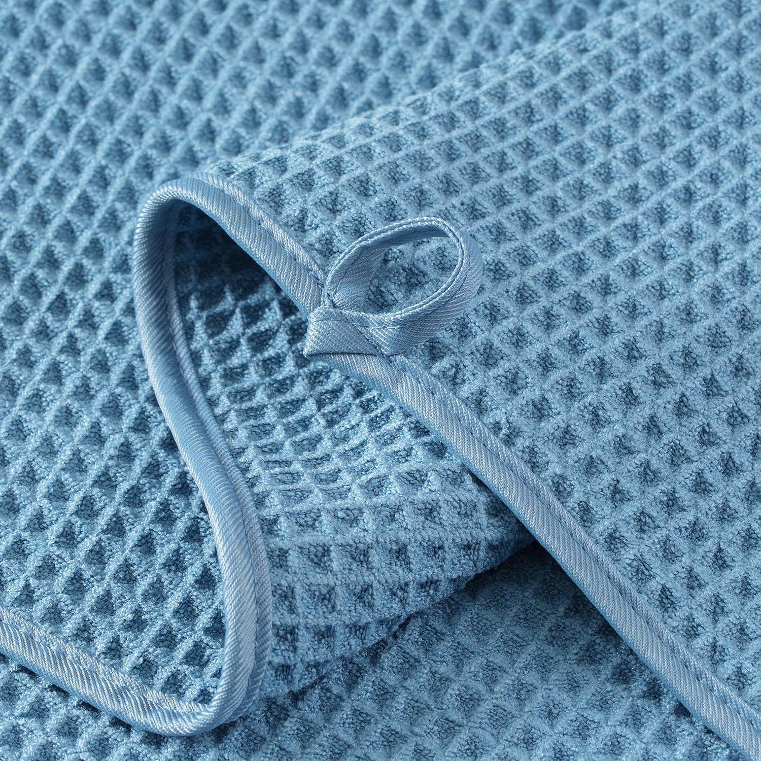 Conjunto de 4 Toallas de Mano Microfibra Azul 40x66 cm