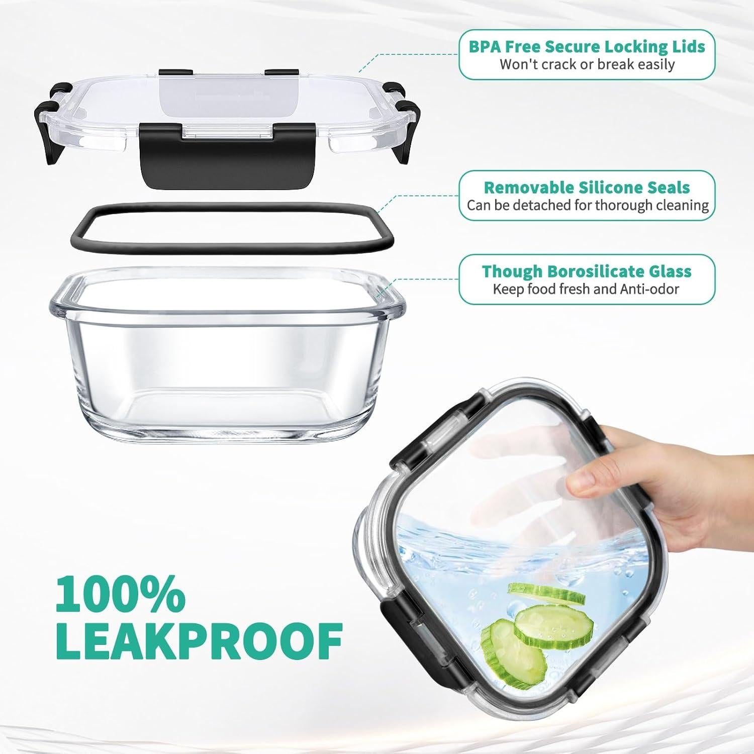 Conjunto de 34 Recipientes de Almacenamiento de Vidrio AMALEKO