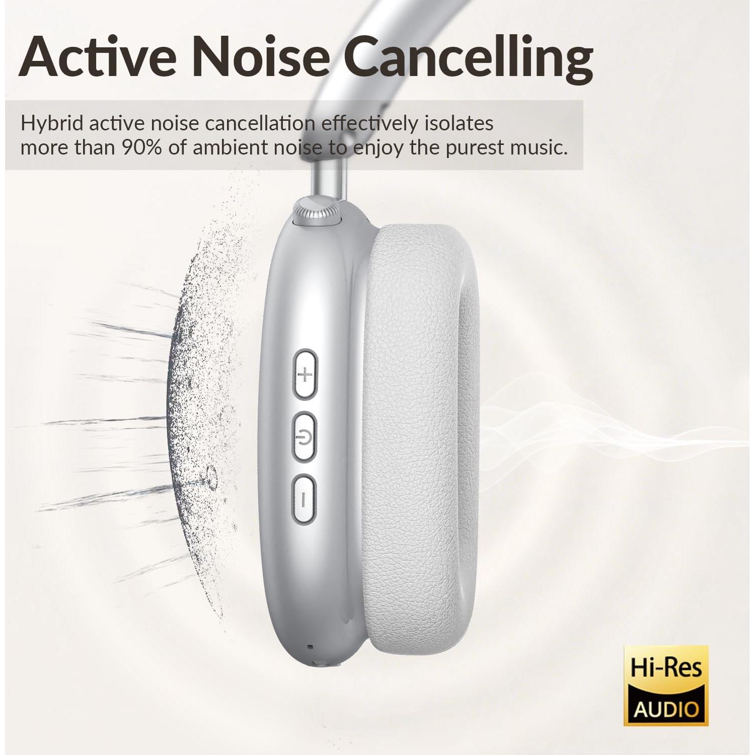 Auriculares Inalámbricos Y02 Wentronic con ANC, 60H Batería, Plata