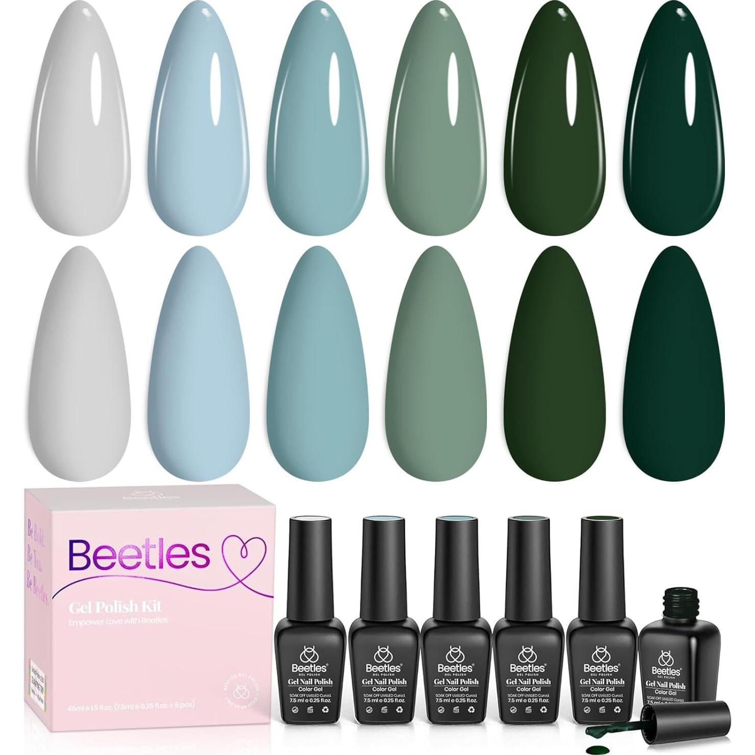 Set de Esmalte de Uñas en Gel Beetles 6 Colores Bosque Brumoso