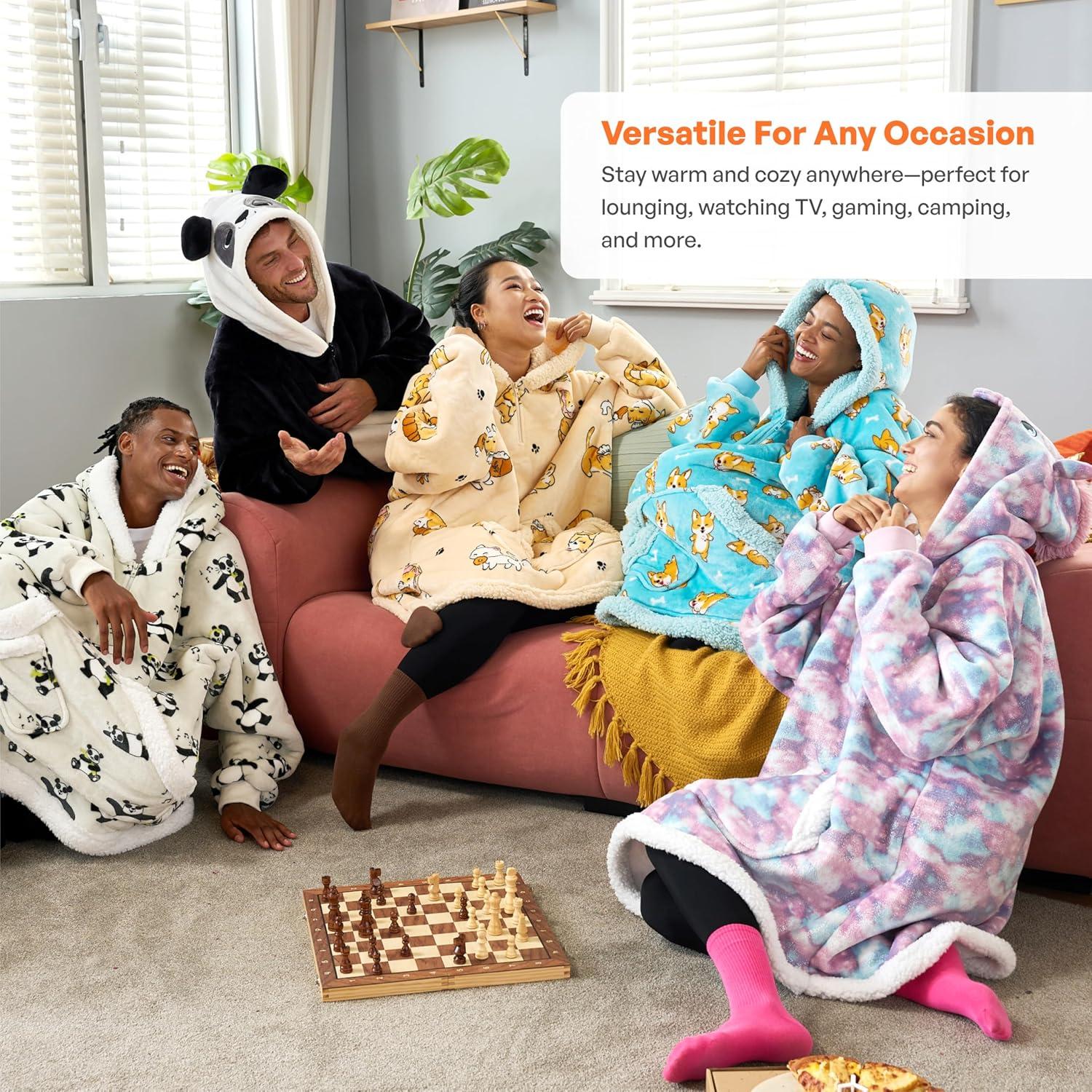 Manta con Capucha Giggling Getup Sherpa para Adultos - Gato Beige